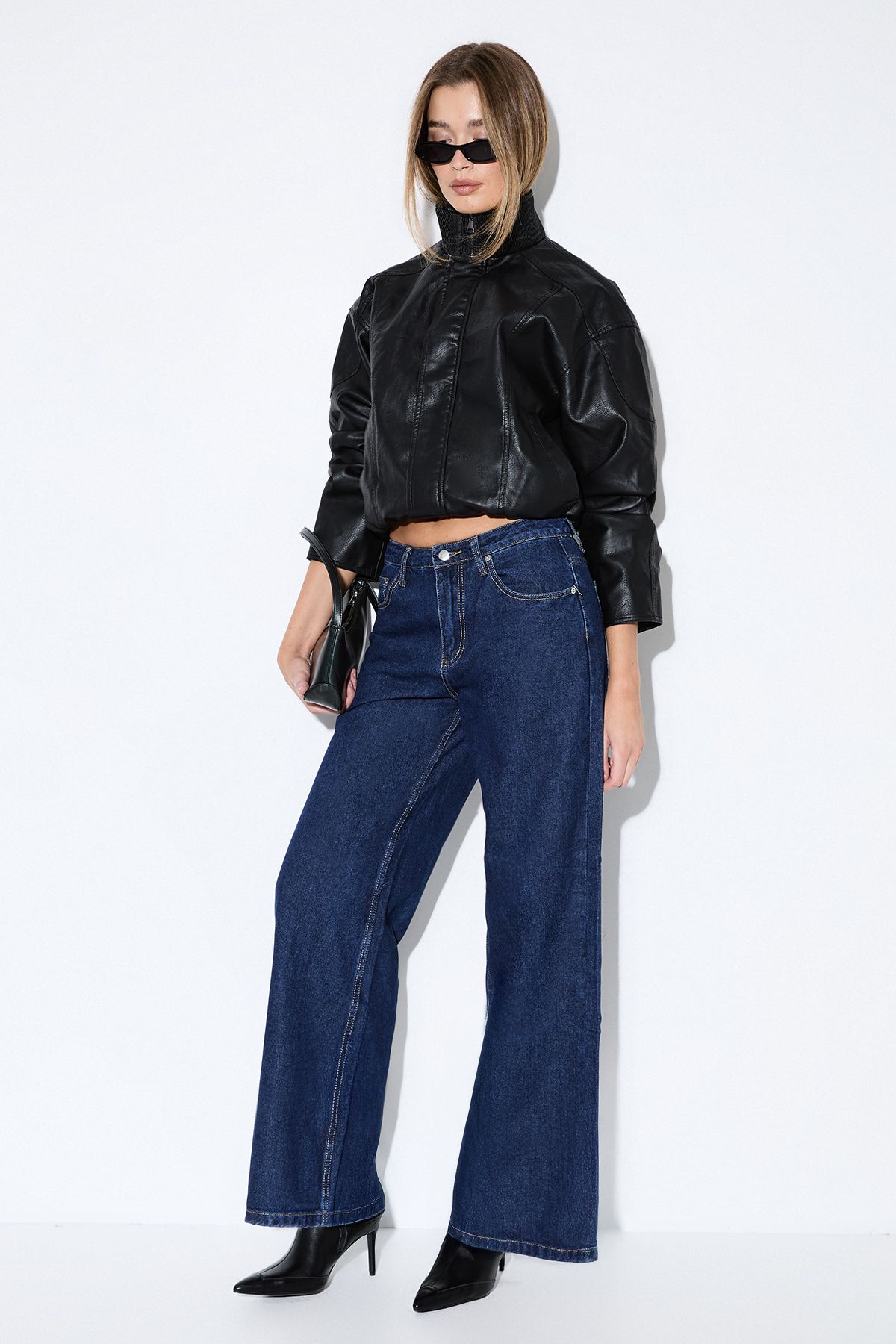 MissPap Denim Wide Leg Jeans Indigo