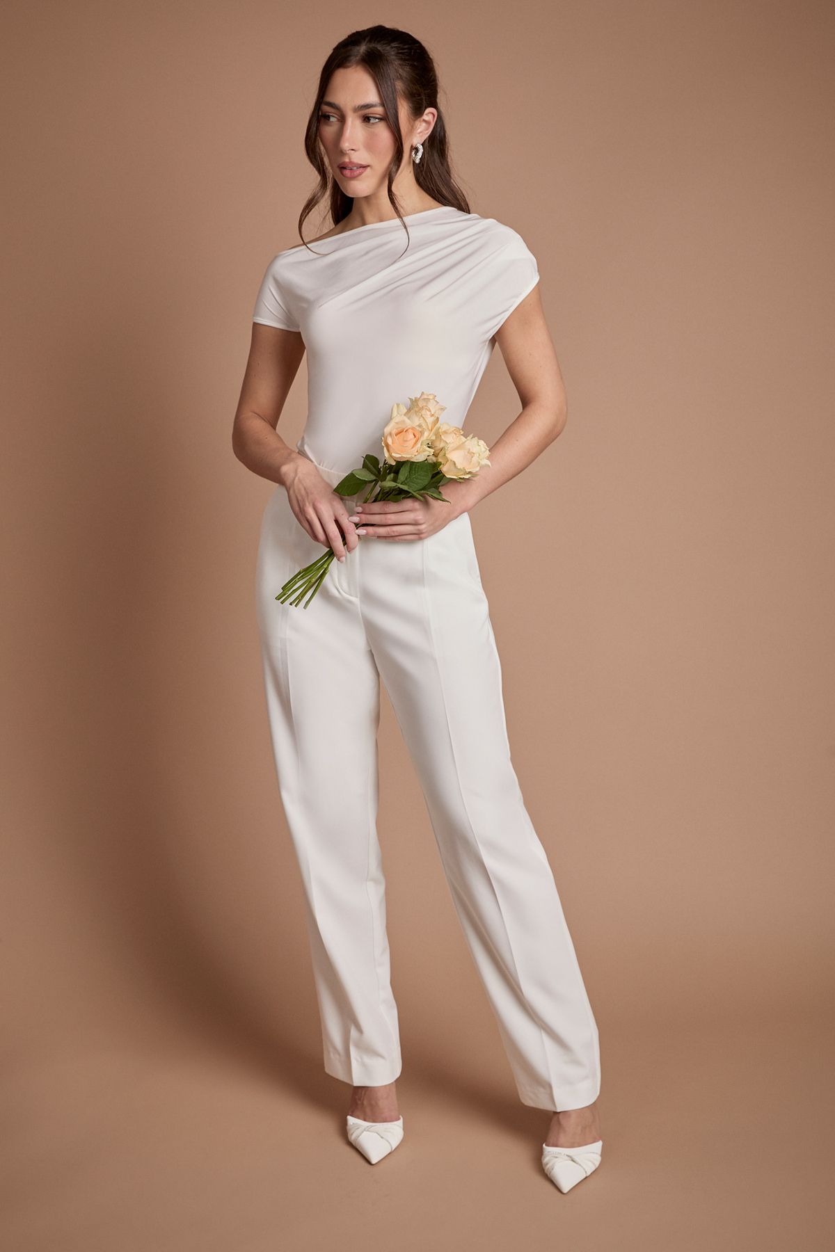 Coast Pleat Front Straight Leg Formal Bridal Trousers Ivory