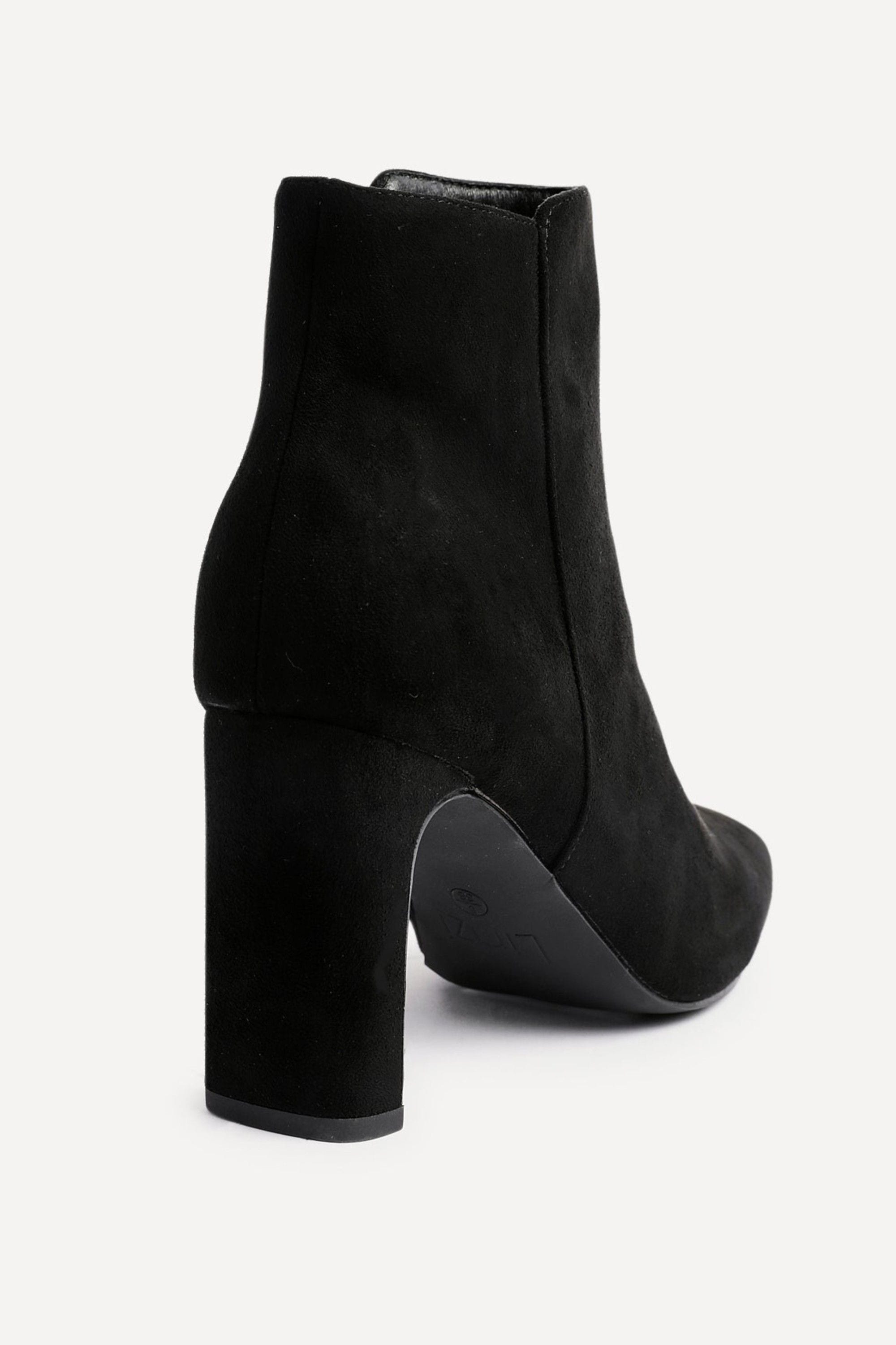 Linzi Glance Black Faux Suede Block Heel Ankle Boot image 4