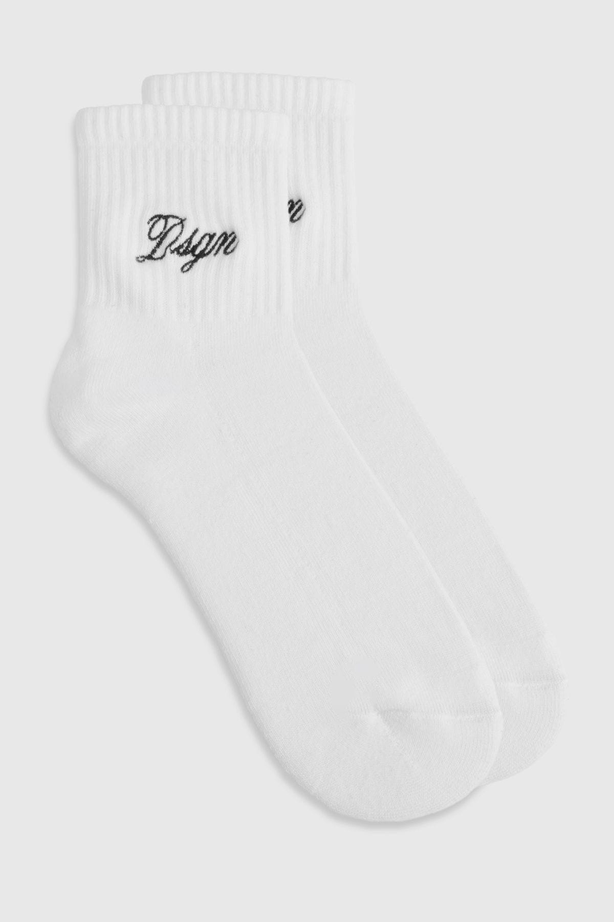 DSGN Studio DSGN Studio Script Sports Socks White image 1