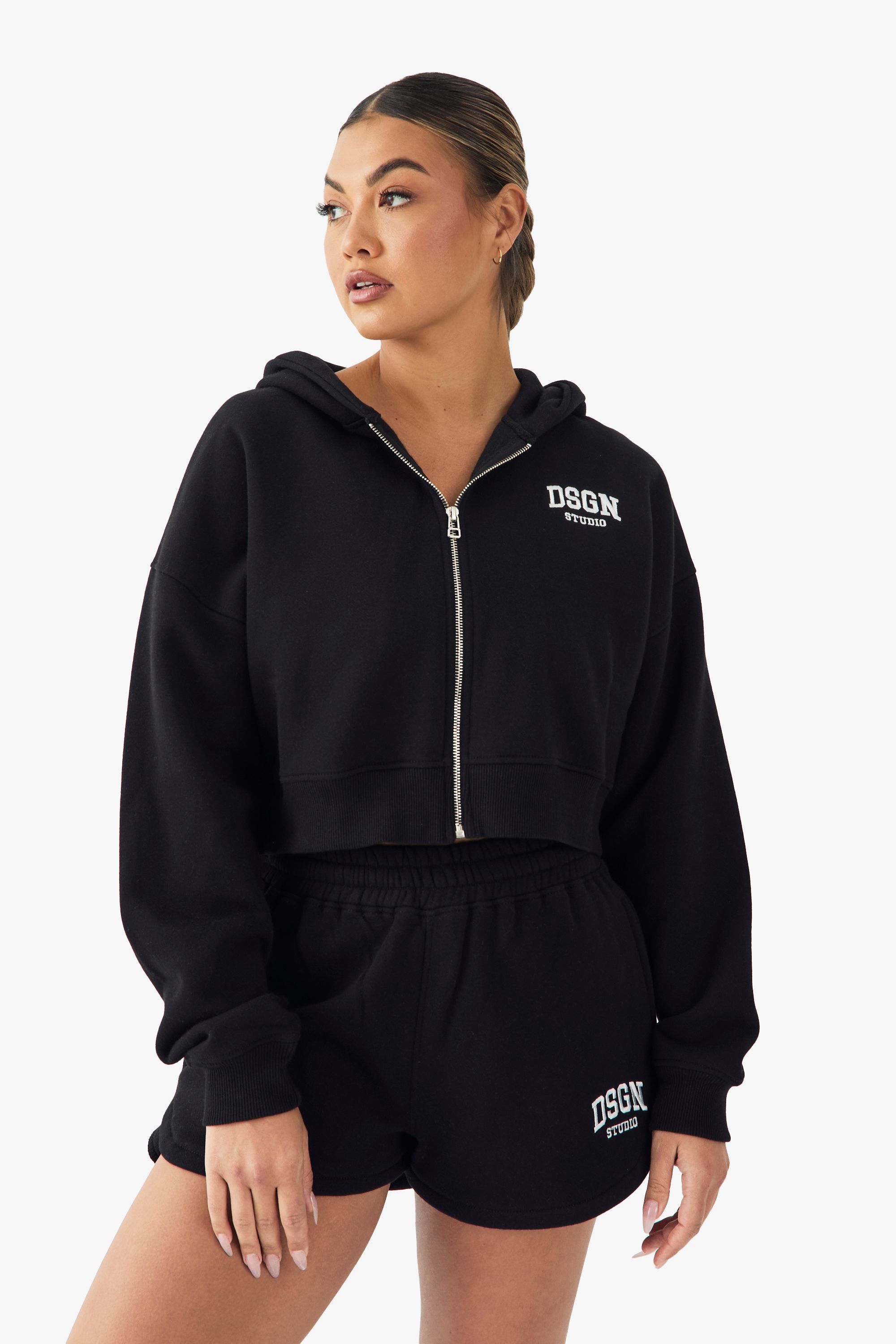 DSGN Studio DSGN Studio Collegiate Embroidered Sweat Short Black