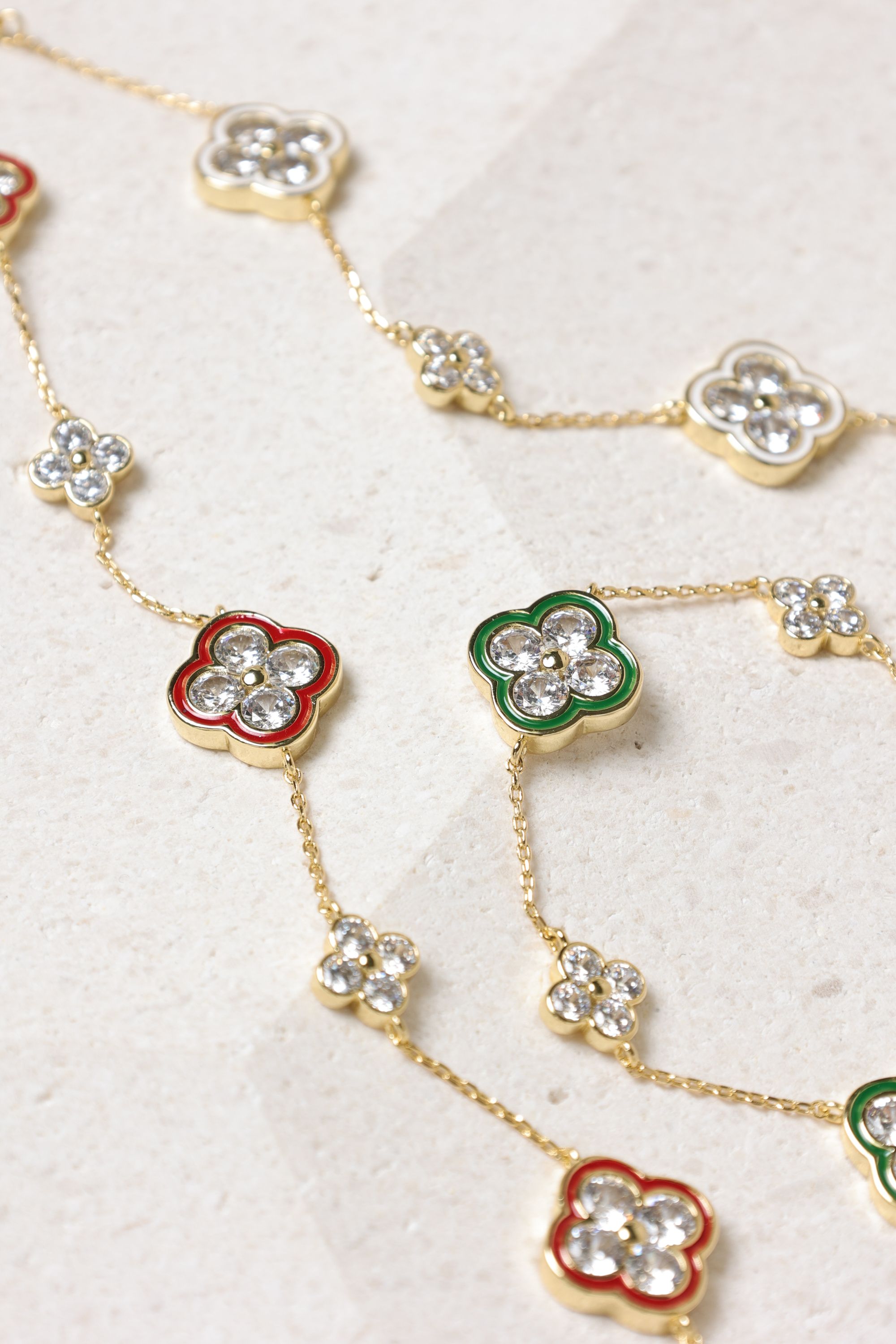 Jon Richard 14K Gold Plated Pave and White Clover Bracelet image 3