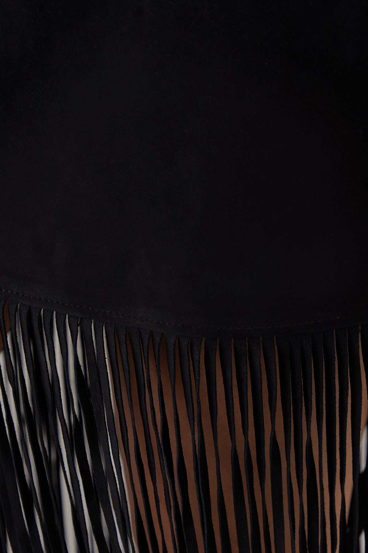 Warehouse Real Suede Fringed Maxi Skirt Black image 5