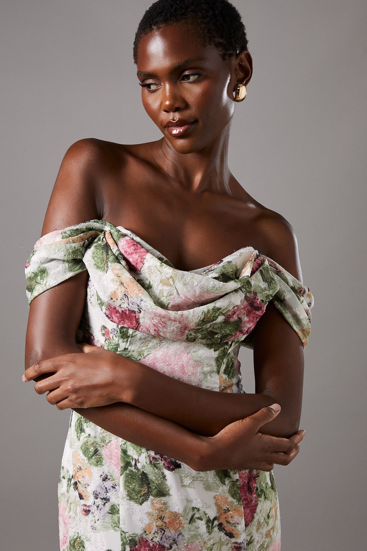 Coast Floral Bardot Maxi Dress Cream image 4