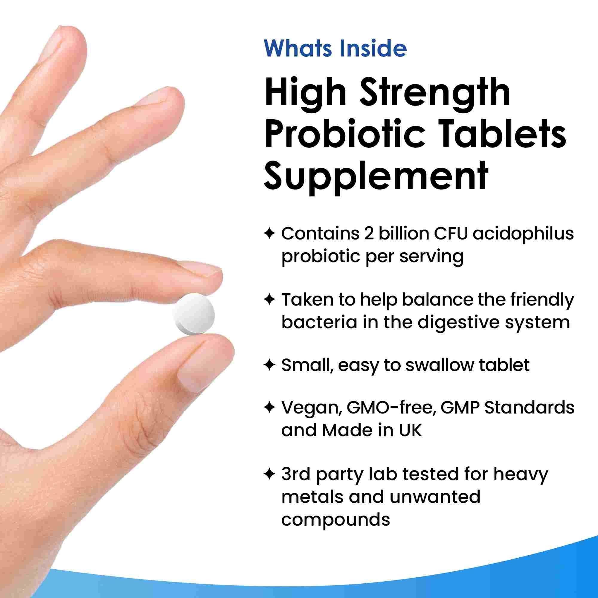 New leaf health Probiotic Supplements Acidophilus Probiotic Tablets High Strength - Digestive & Gut Health Supplements 120 Tablets image 2