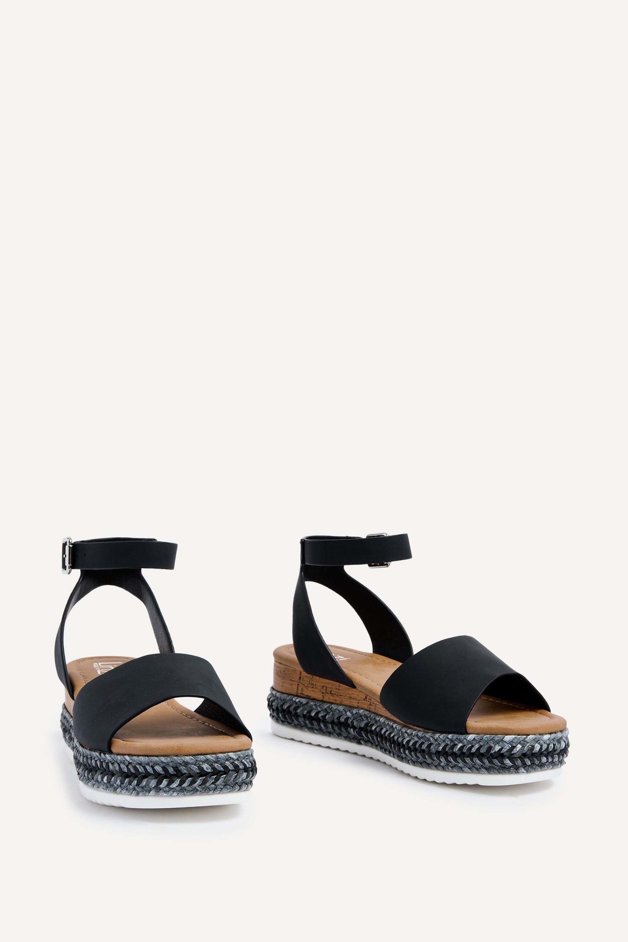 Linzi Arizona Wide Fit Black Espadrille Flatform image 3
