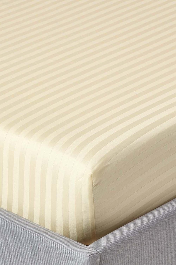 Homescapes Egyptian Cotton Satin Stripe Fitted Sheet 12 inch 330 Thread Count