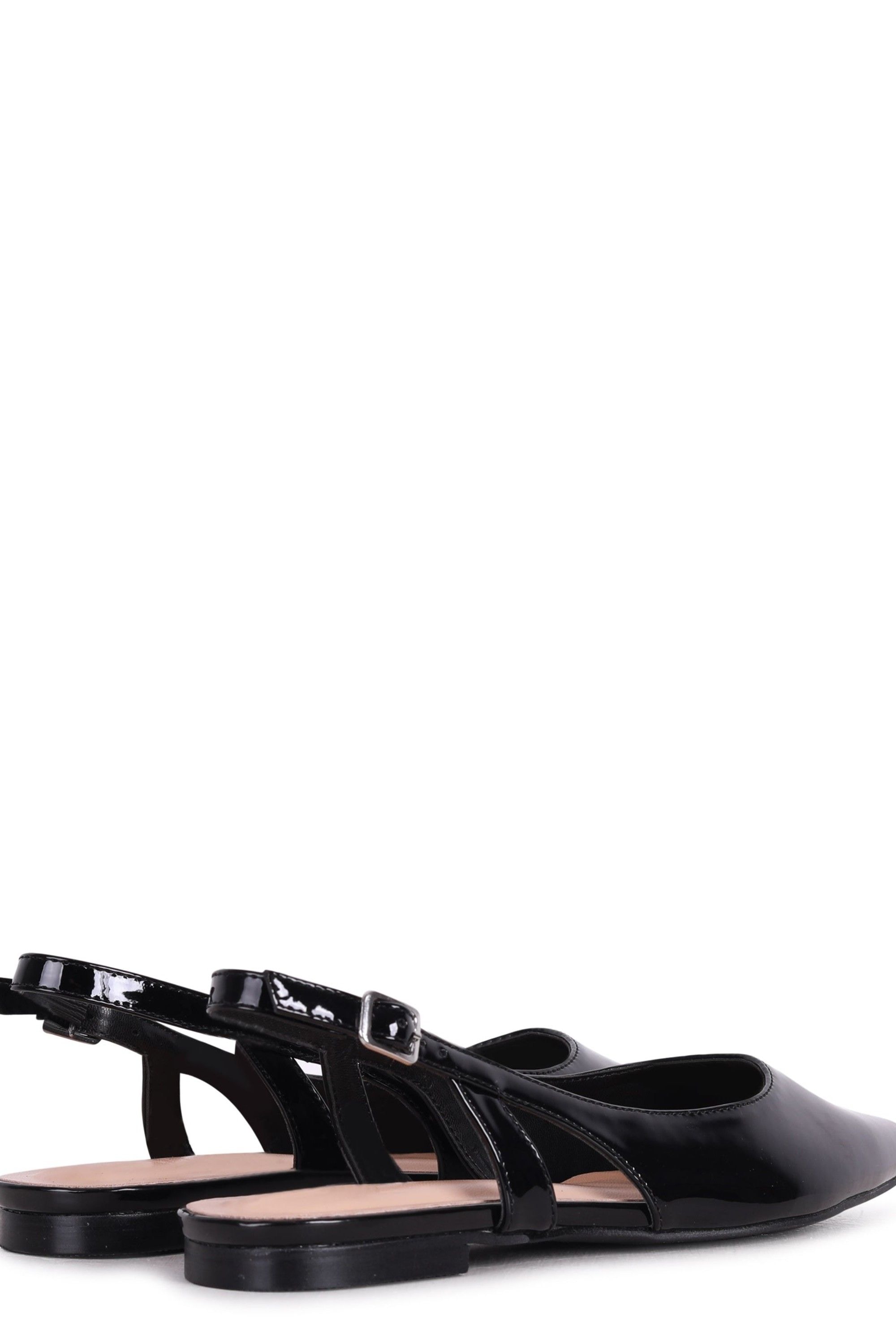 Linzi Evelyn Black Faux Patent Pointed Toe Flat Shoe image 4
