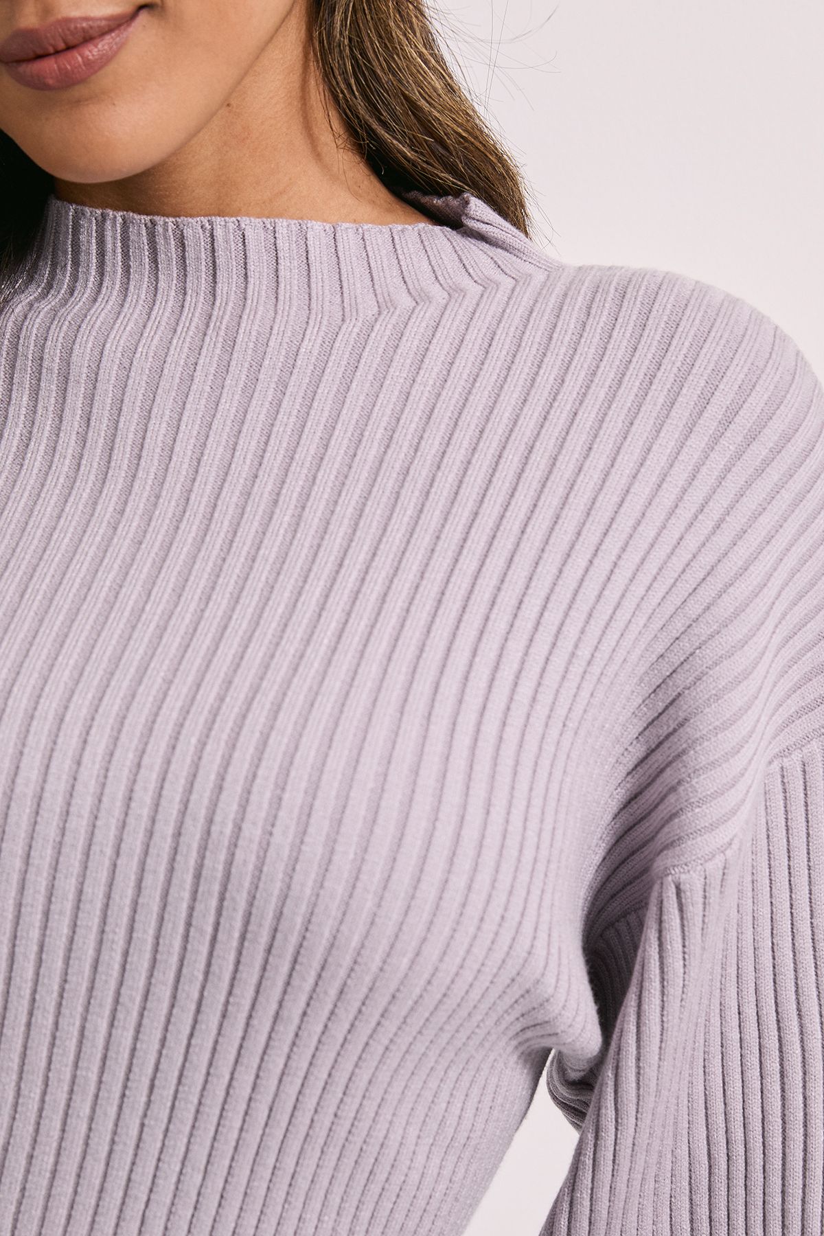 Dorothy Perkins Funnel Neck Balloon Sleeve Jumper Mauve image 5