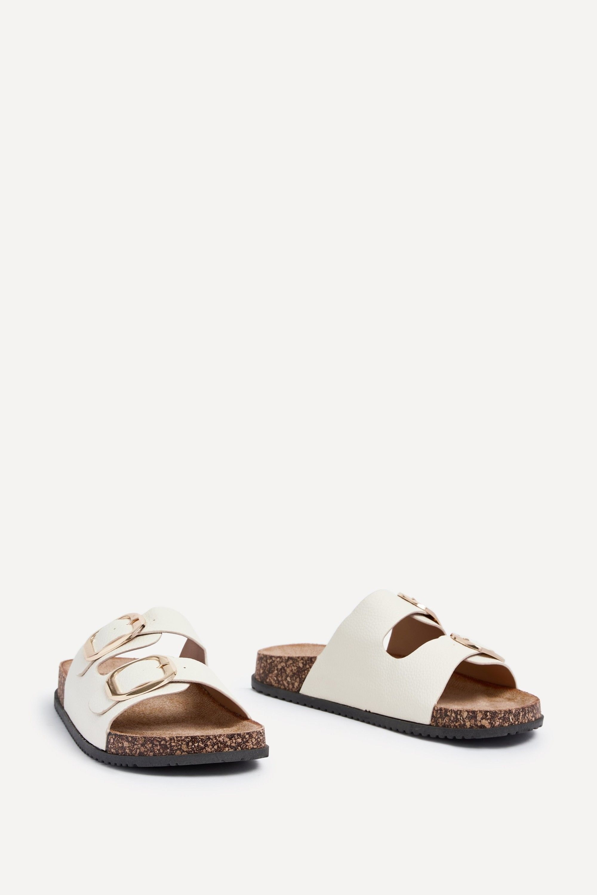 Linzi Tatum Beige Double Buckle Slider Sandals image 3