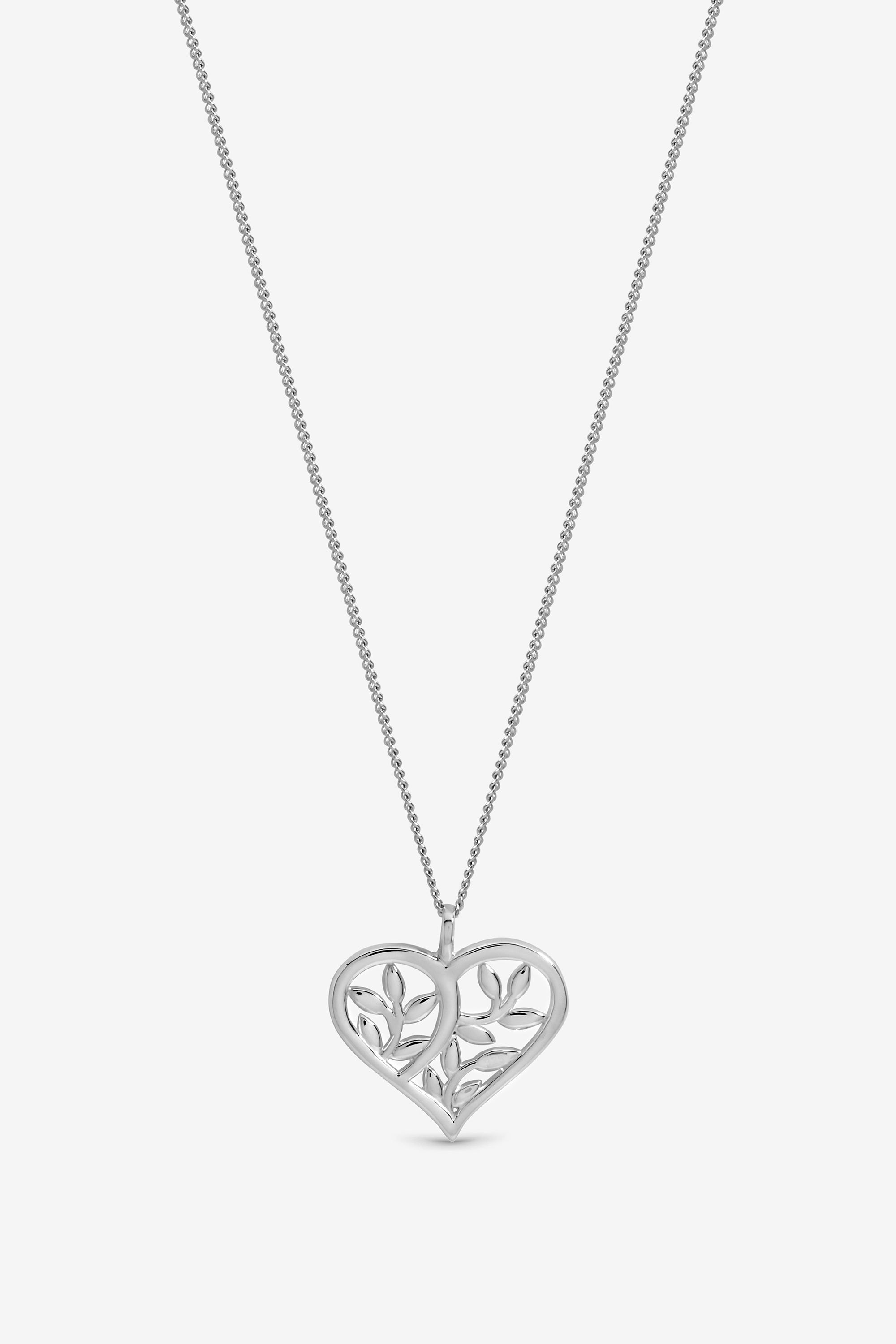 Inicio Sterling Silver Plated Polished Tree Of Love Pendant - Gift Pouch image 1