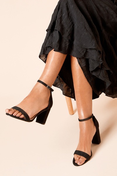 Dorothy Perkins Wide Fit Spark High Block Heel Sandals Natural Black