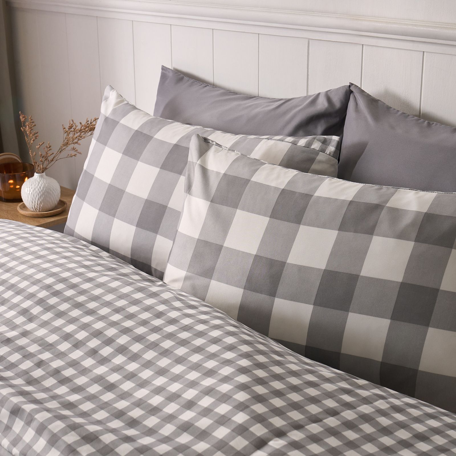 OHS Gingham Reversible Bedding Set Duvet Cover with Pillowcase image 4