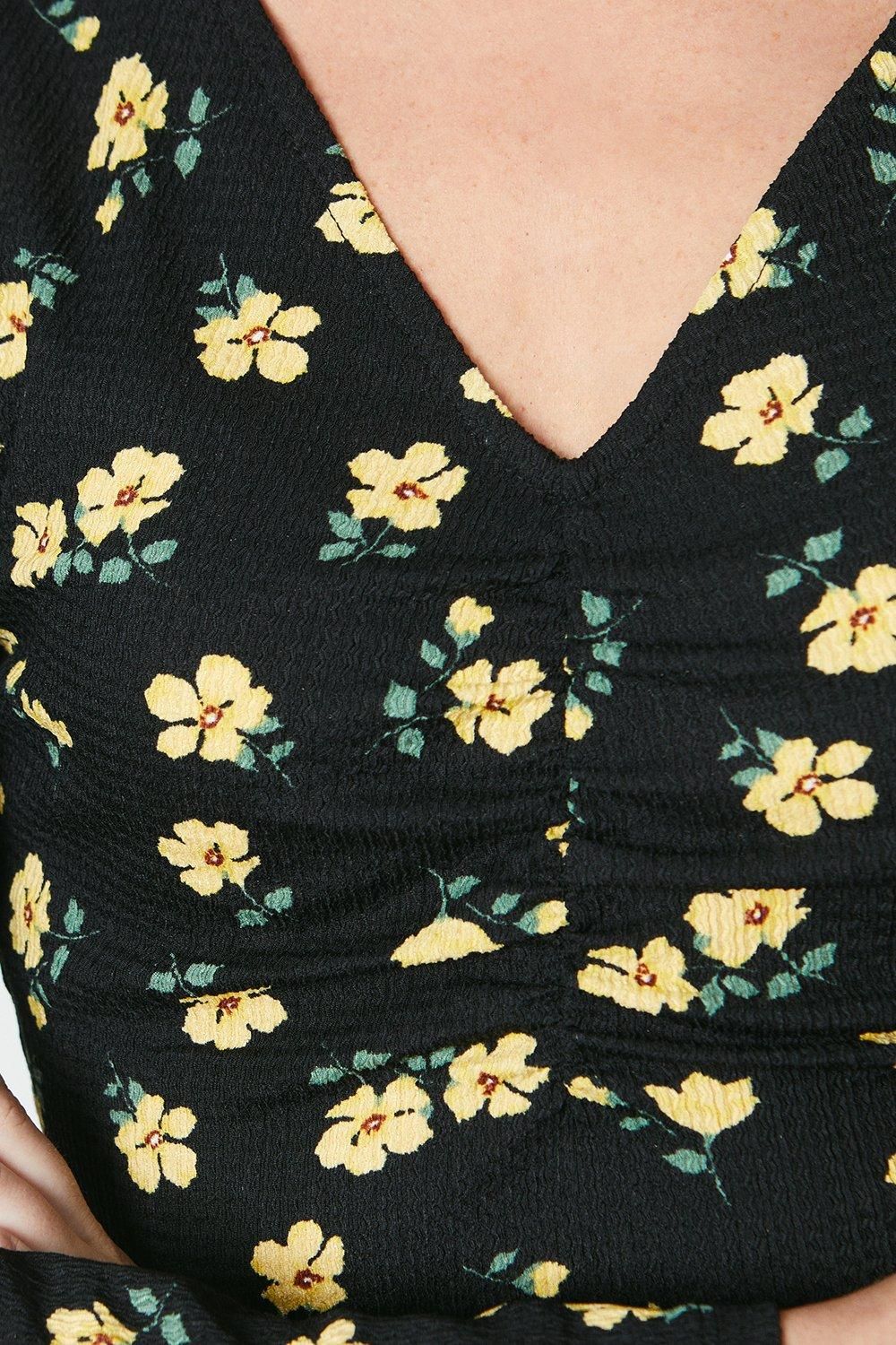 Dorothy Perkins Ruched Front Puff Long Sleeve Top Yellow image 4