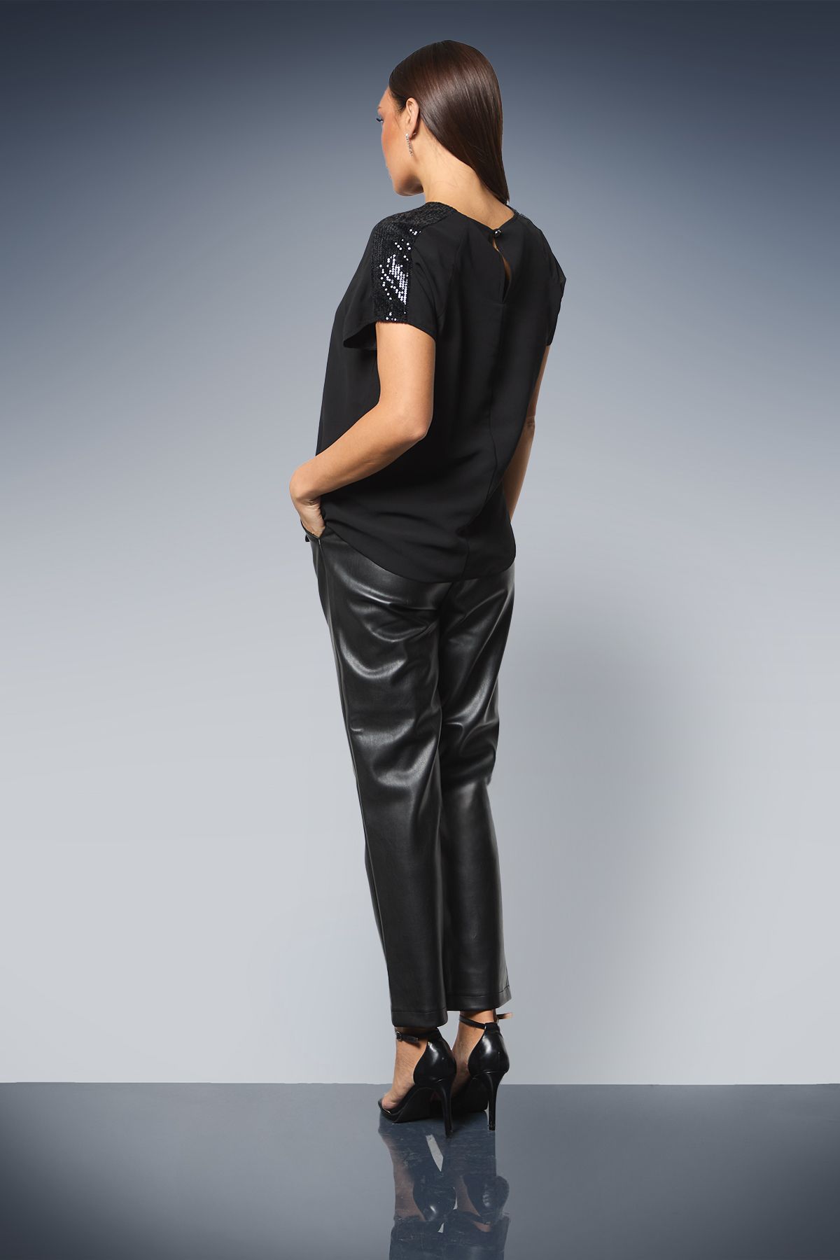 Principles Black Sequin Insert T-shirt Black image 3