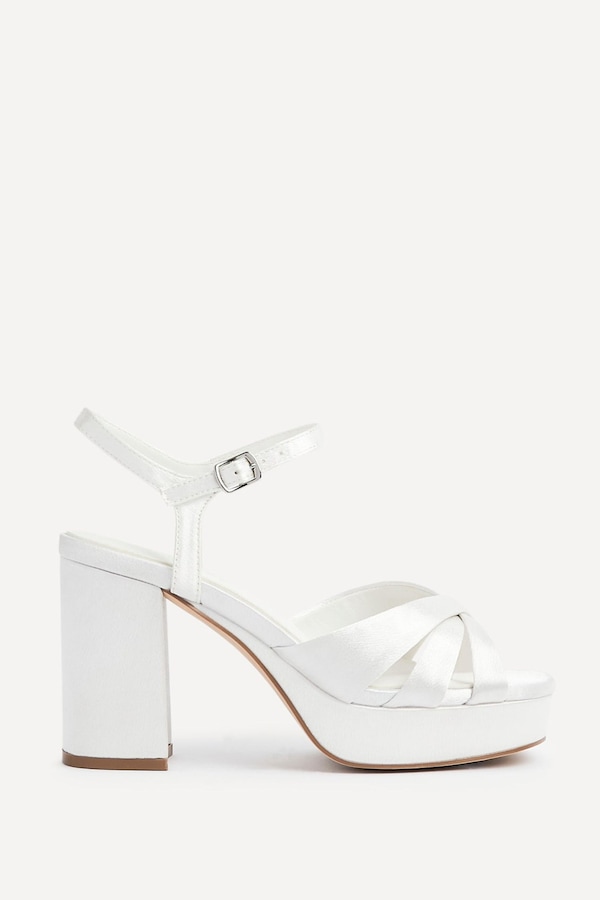 Linzi Keliah Red Faux Leather Crossover Platform Heels