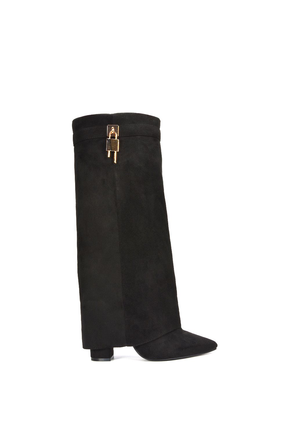 XY London 'Holly' Knee High Fold Over Pointed Toe High Heel Boots image 1