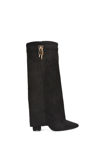 XY London 'Holly' Knee High Fold Over Pointed Toe High Heel Boots