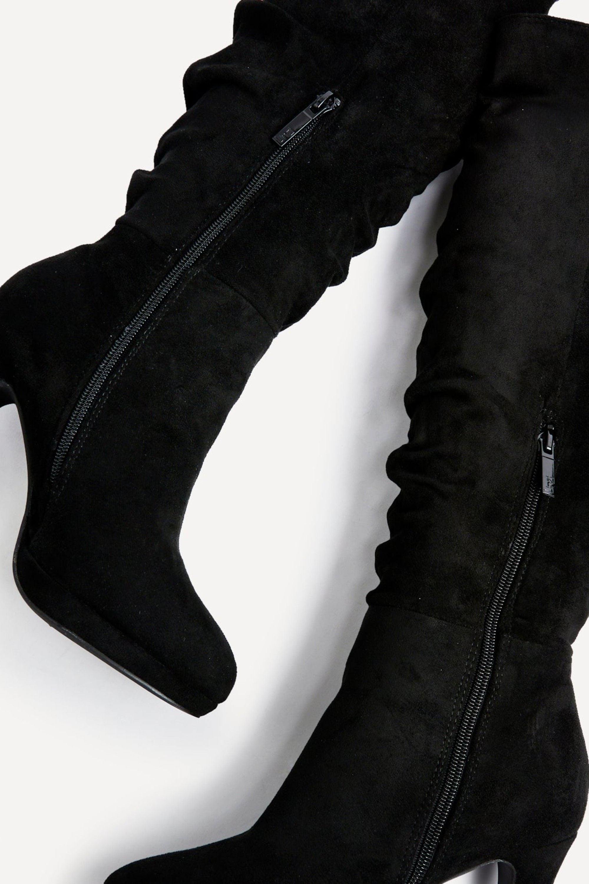 Linzi Gianna Black Faux Suede Platform High Leg Boot image 5