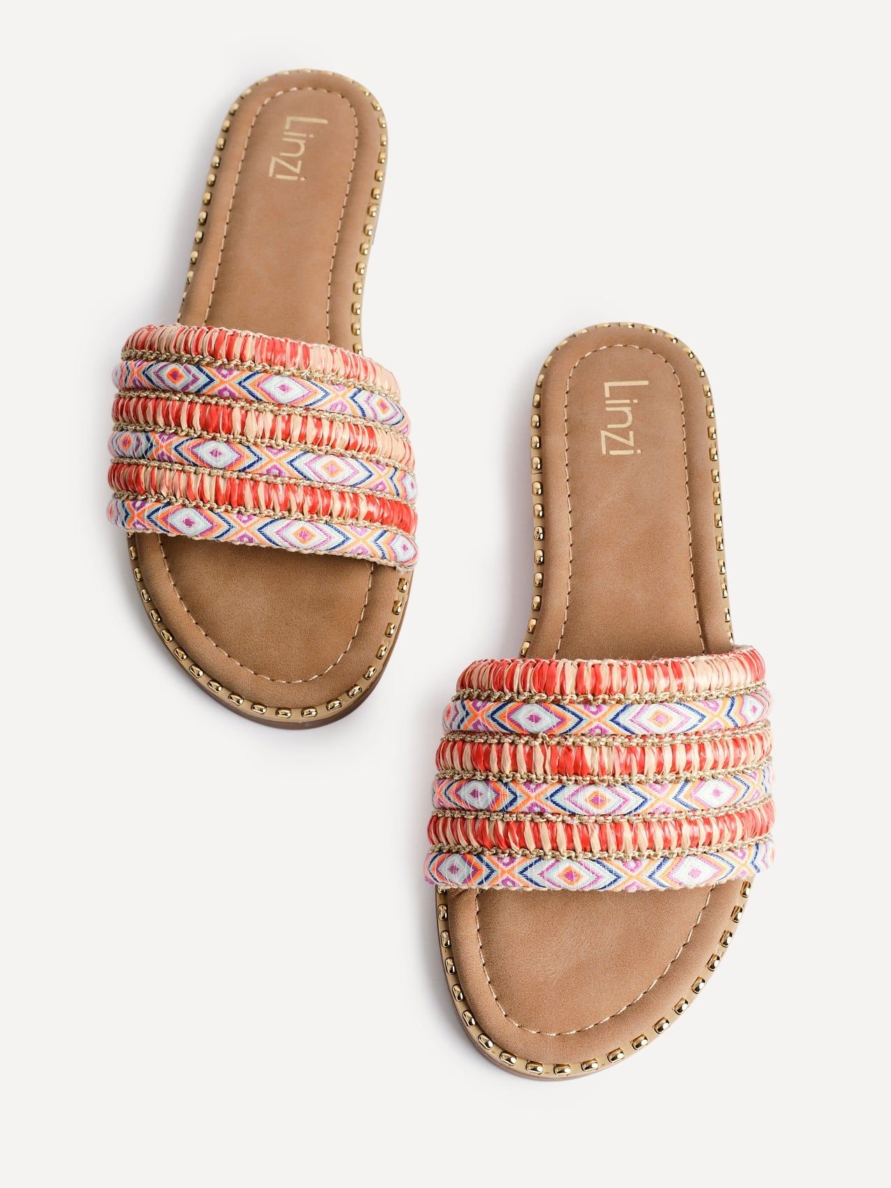 Linzi Mariana Orange Bohemian Inspired Flat Slider Sandal image 4