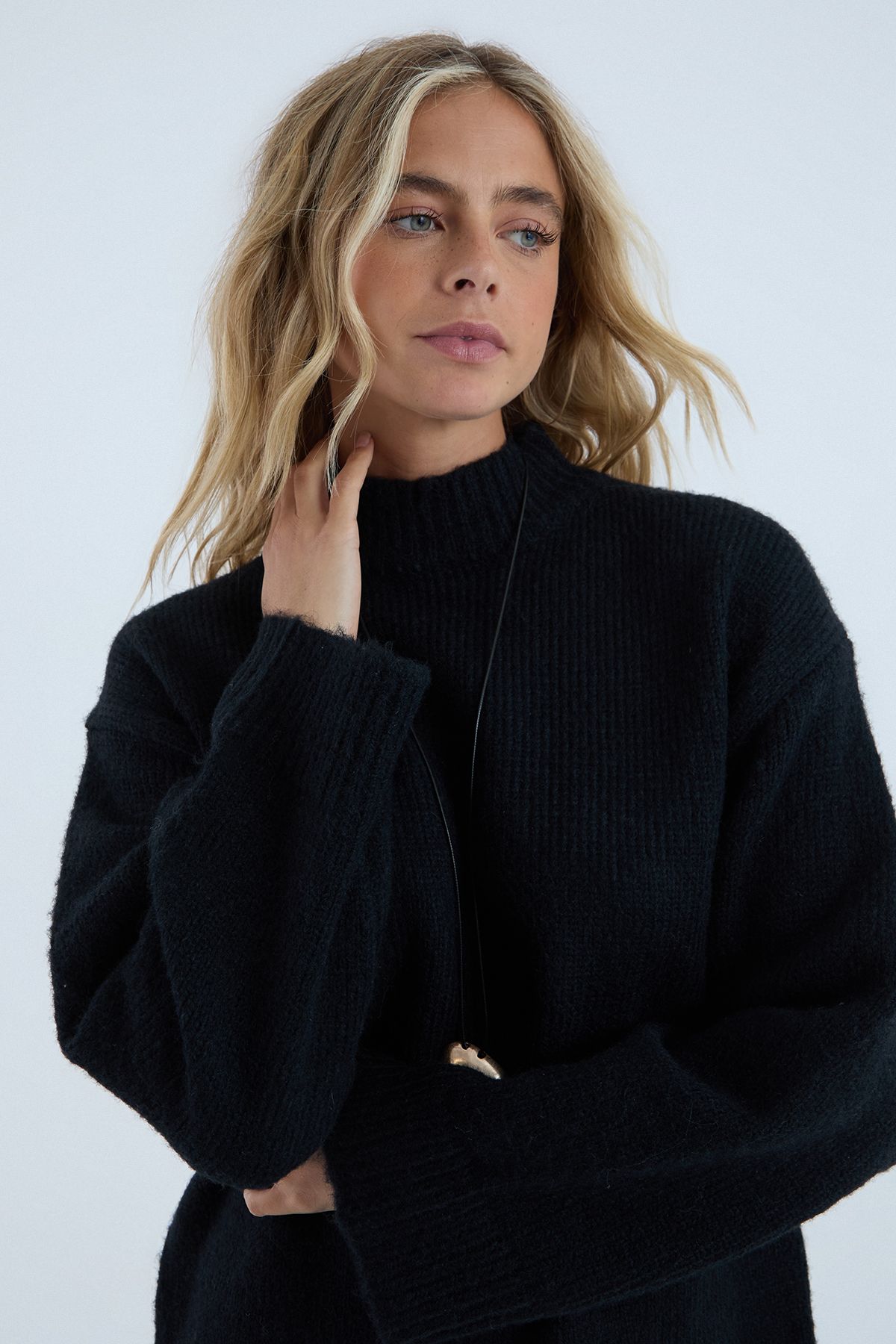 NastyGal Knitted Sweater Mini Dress Black image 3