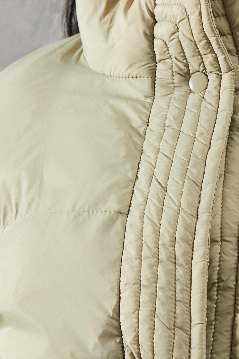 MissPap Ribbed Placket Puffer Coat Green image 5