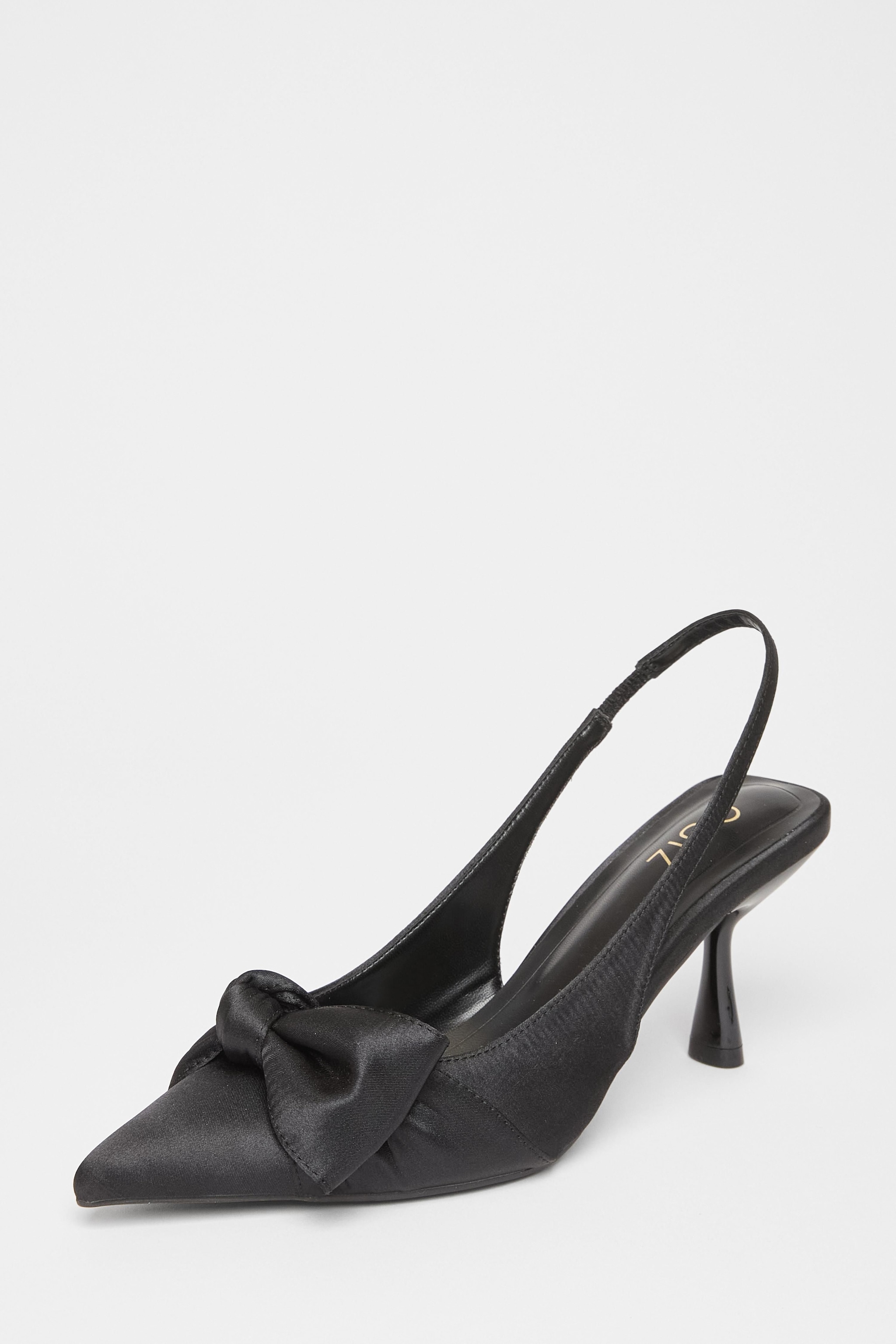 Quiz Black Sling Back Bow Heels image 1