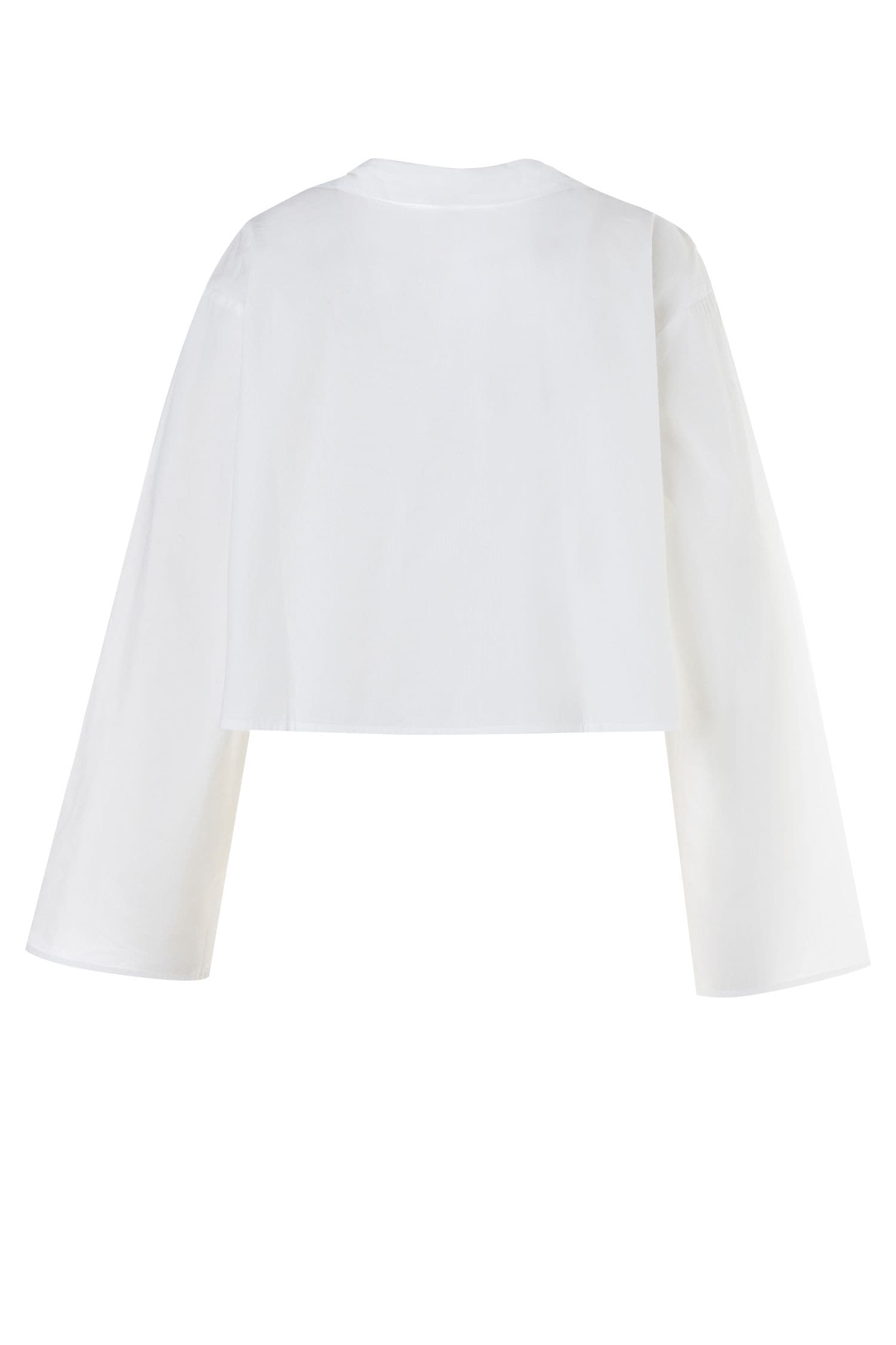 NastyGal Plus Cotton Tie Front Collared Wide Cuff Shirt White image 2