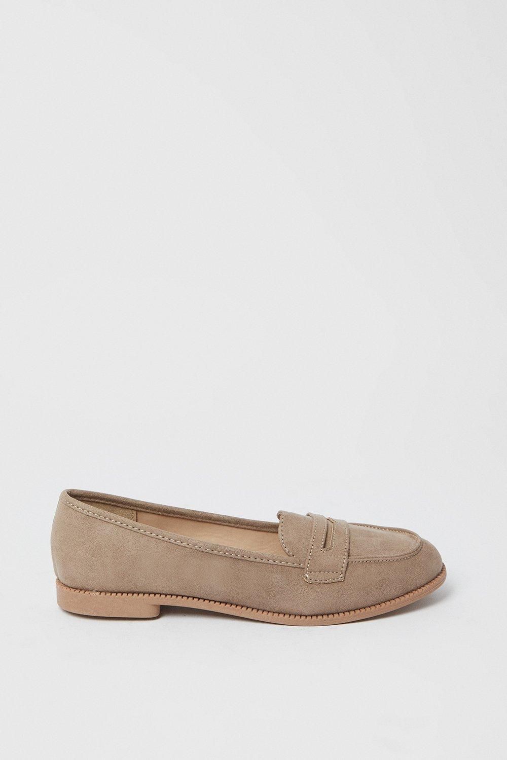 Dorothy Perkins Wide Fit Lara Penny Loafers Taupe image 2