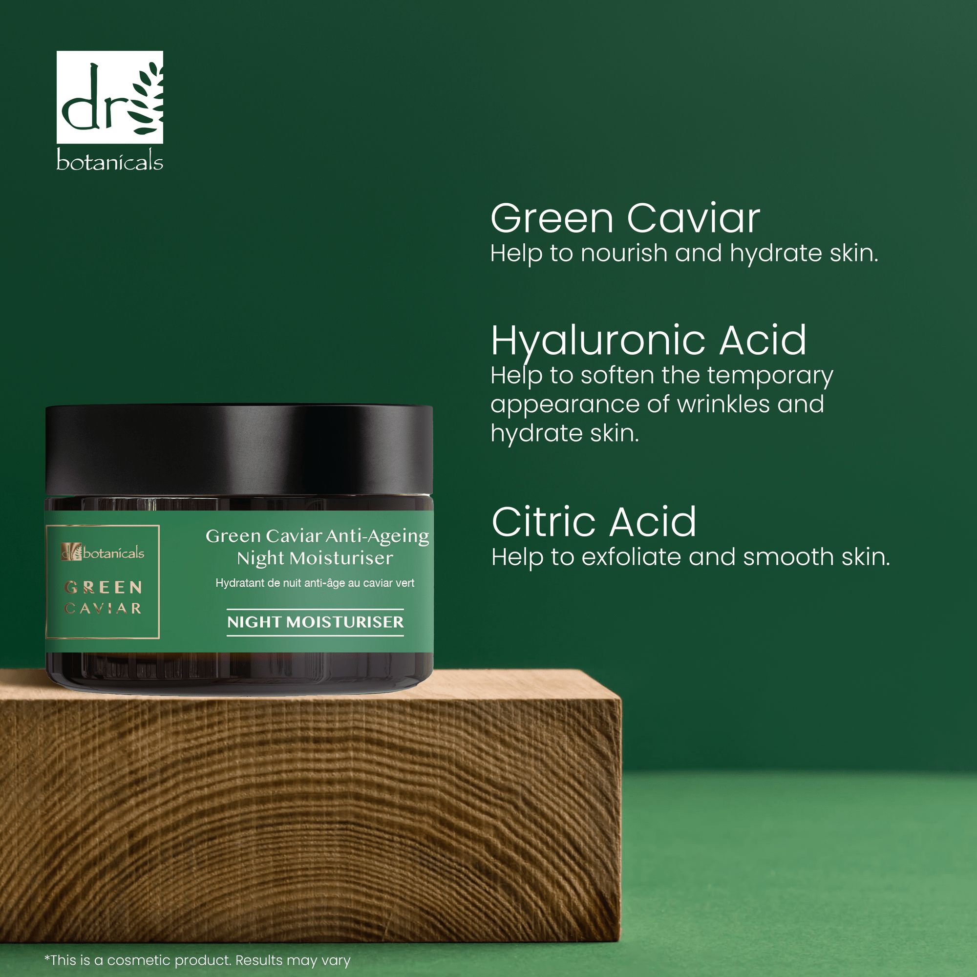 Dr. Botanicals Green Caviar & Argan Oil Anti-Oxidant Anti-Ageing Night Cream 50ml x 2 Duo Pack image 6