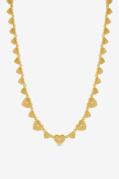 Inicio Gold Plated Brushed Heart and Crystal Allway Necklace - Gift Pouch