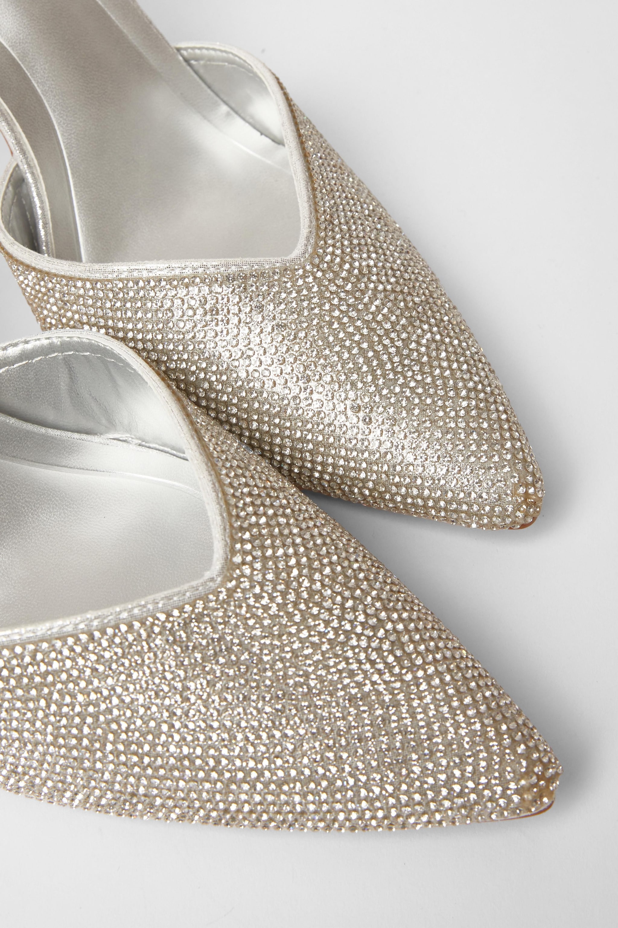 Quiz Silver All Over Diamante Court Heels image 4