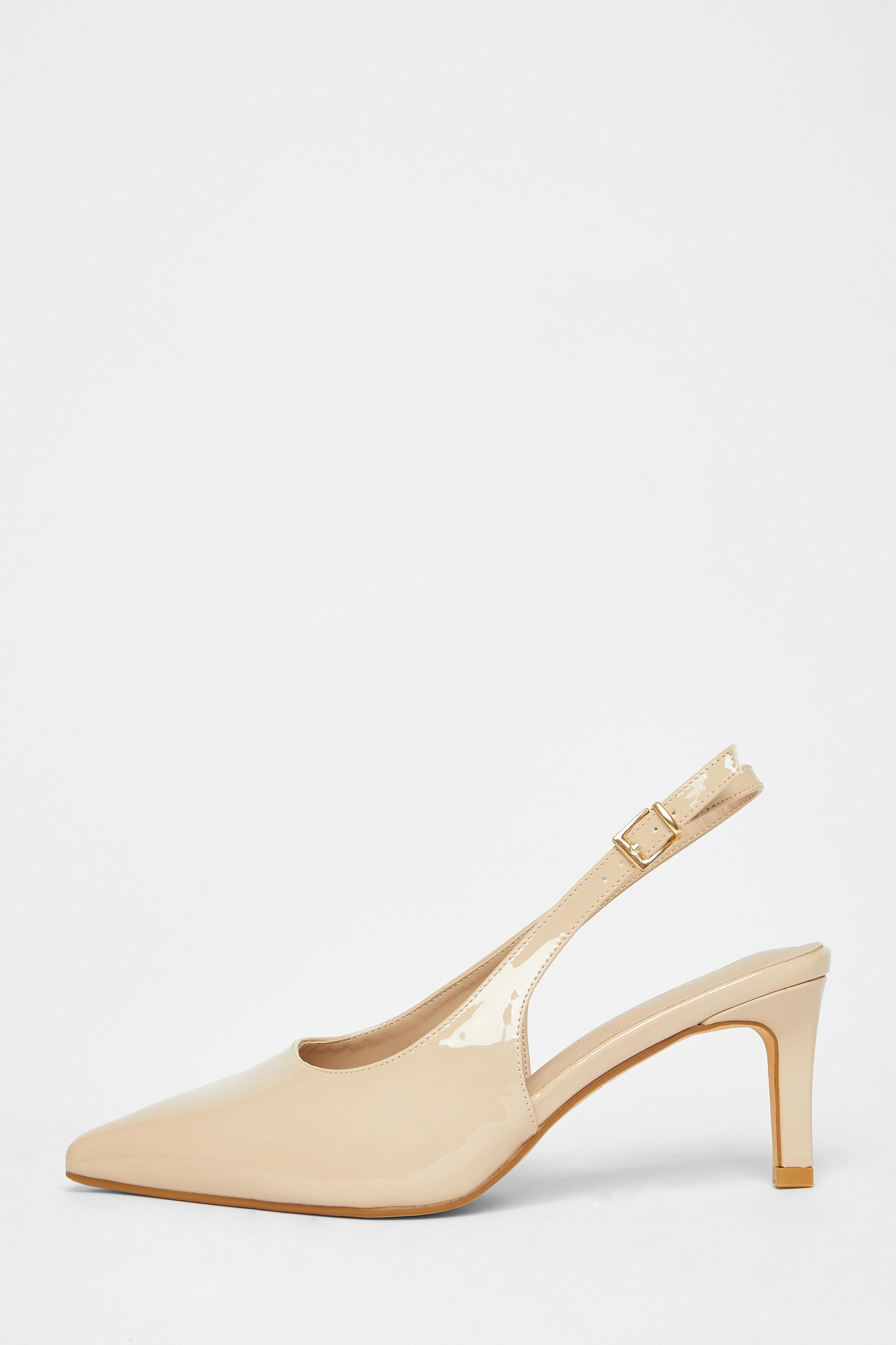 Quiz Nude Wide Fit Slingback Court Heels image 3