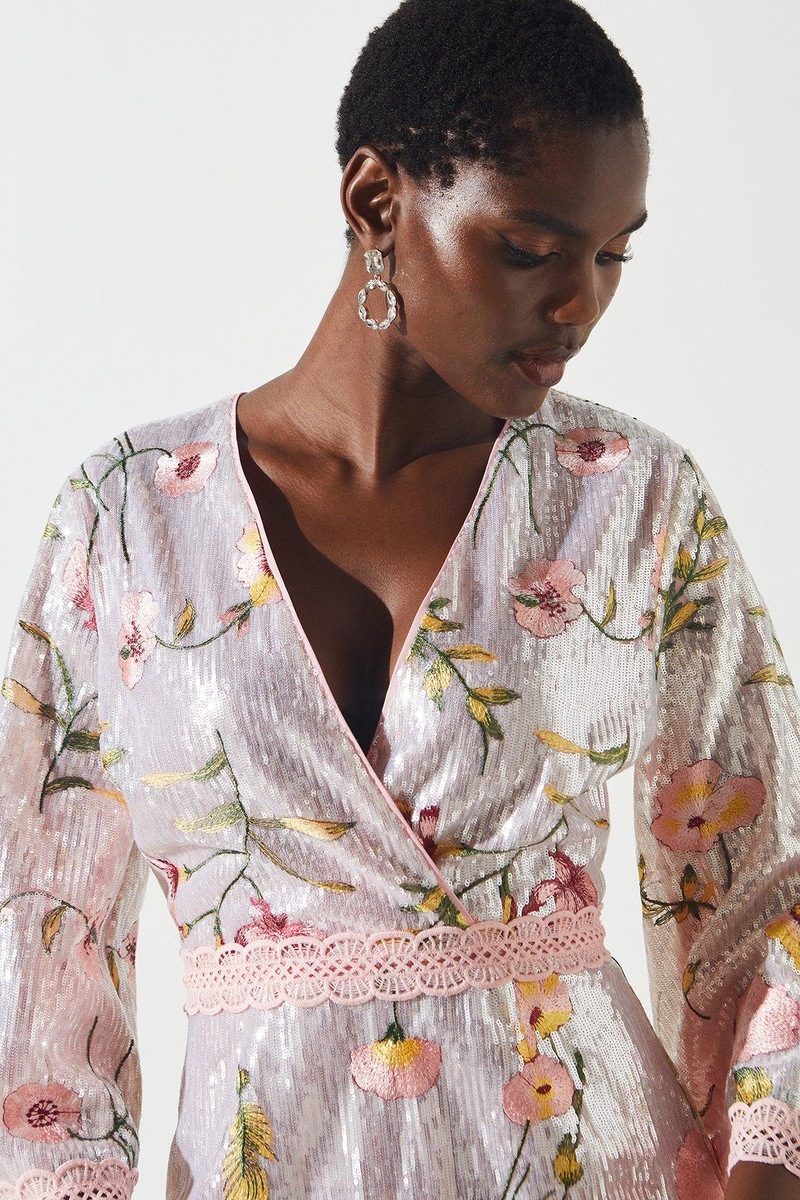 Gold Coast Embroidered Short Sleeve Tiered Dress main image 1