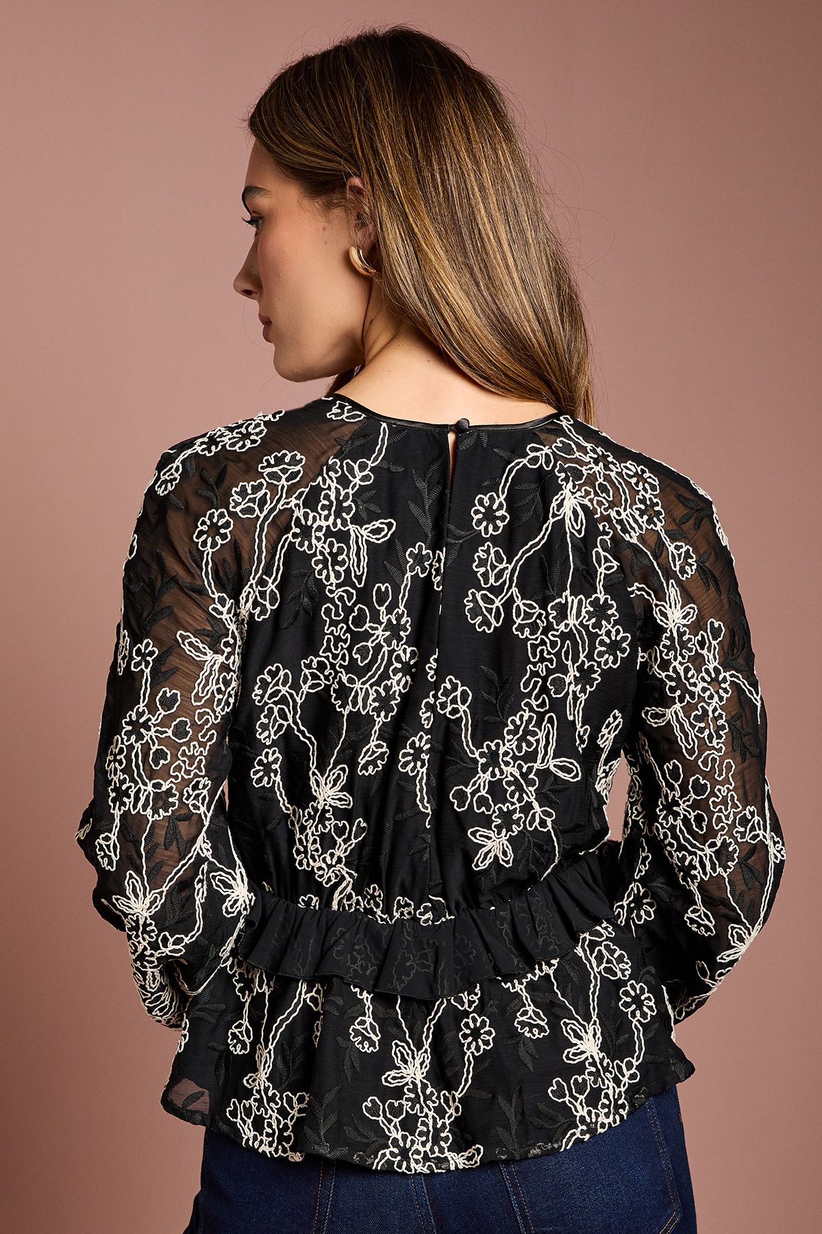 Coast Embroidered Frill Blouse Mono image 4