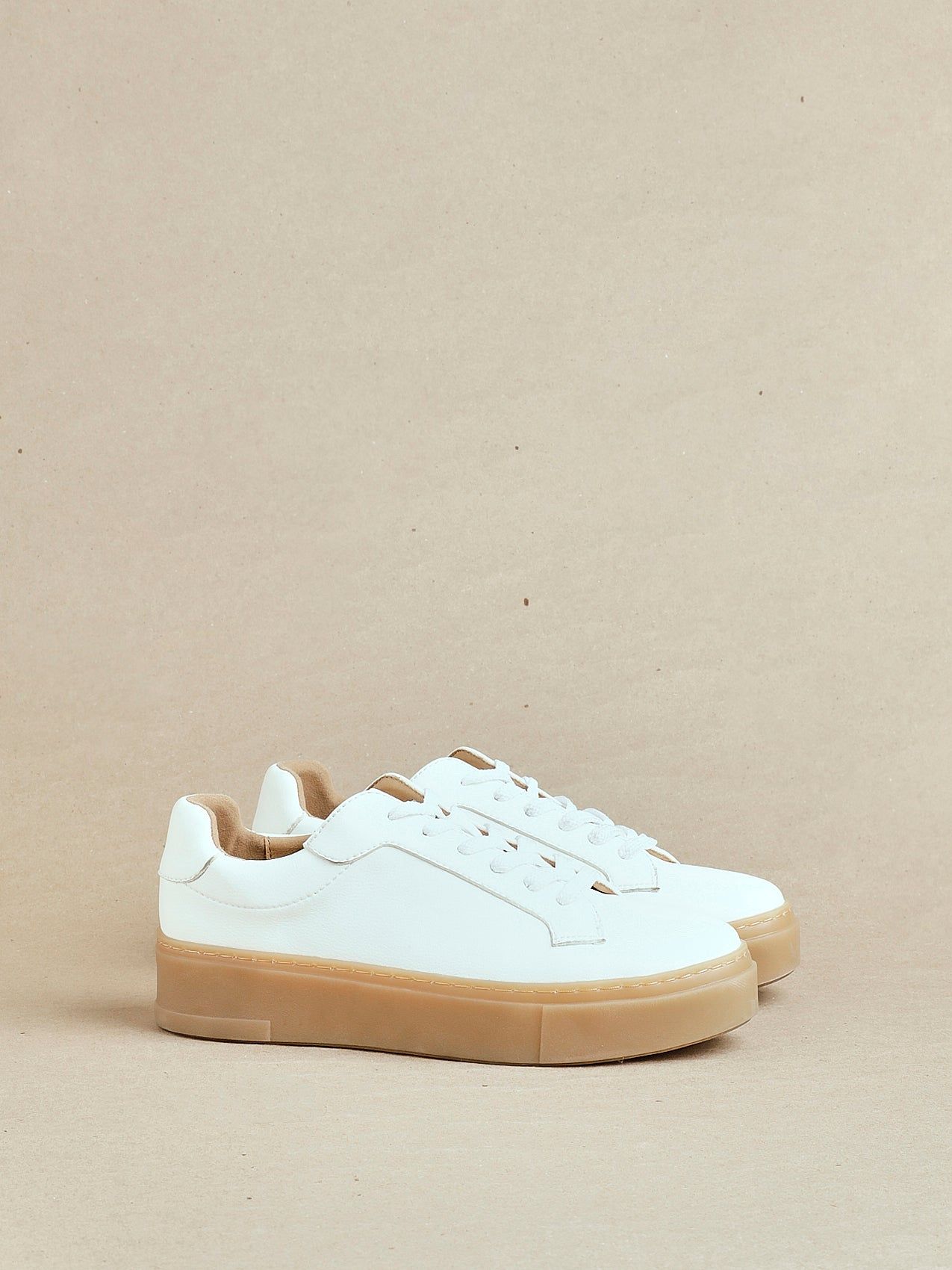 Linzi Blanca White Faux Leather Lace-Up Flatform Trainers image 6