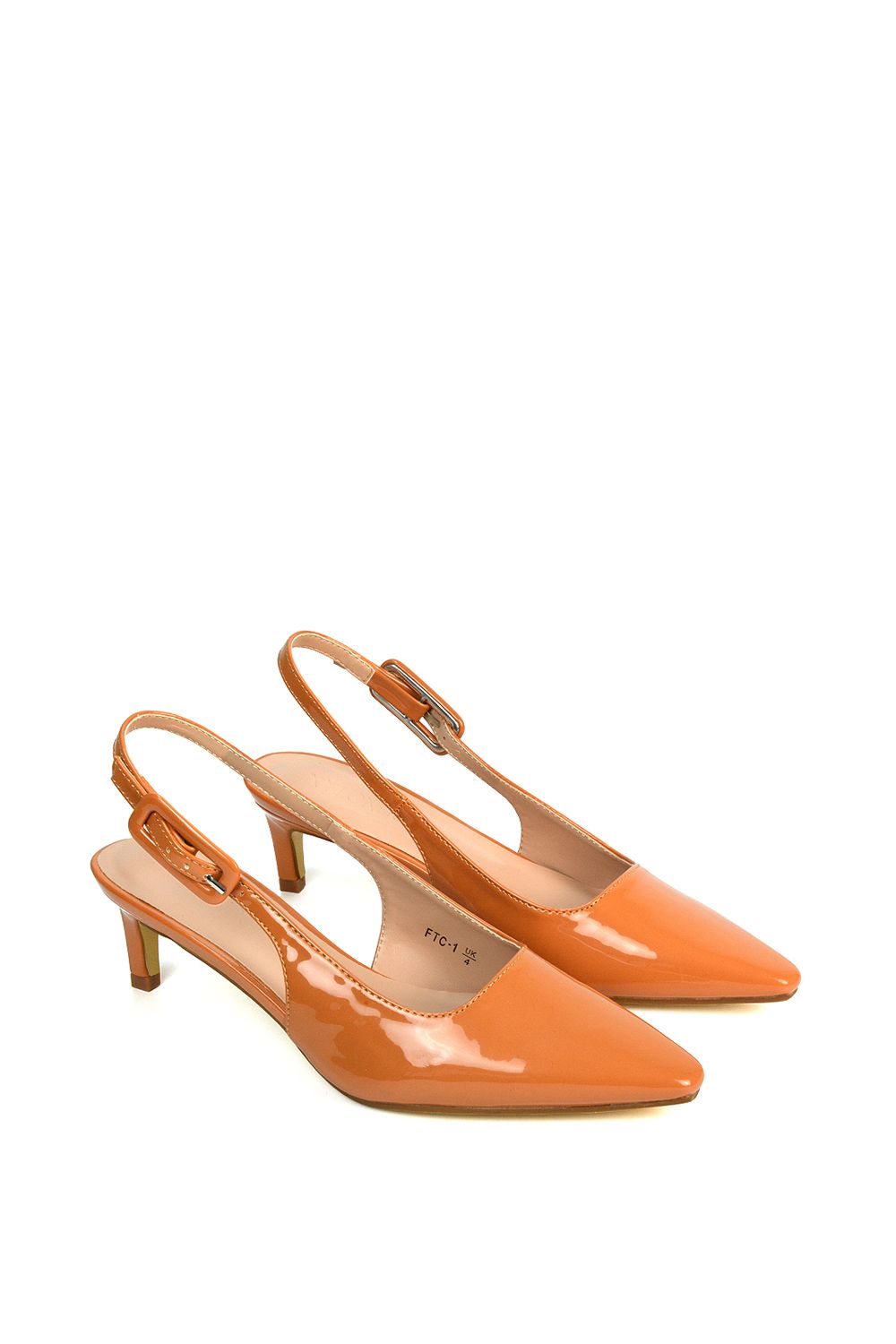 XY London 'Kelly' Low Kitten Heel Slingback Pointed Toe Court Shoes image 3