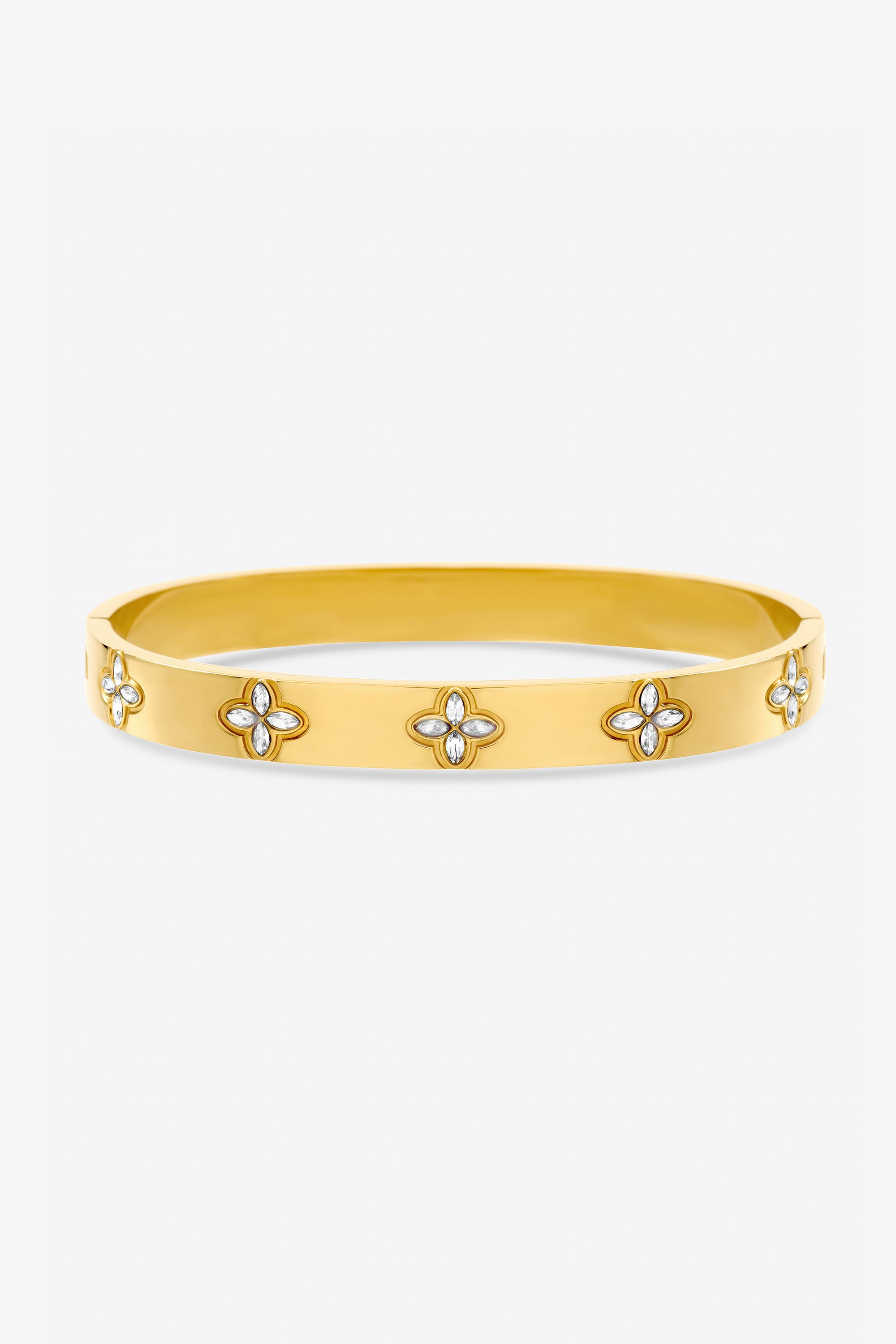 Jon Richard Gold Plated Waterproof Crystal Clover Bangle
