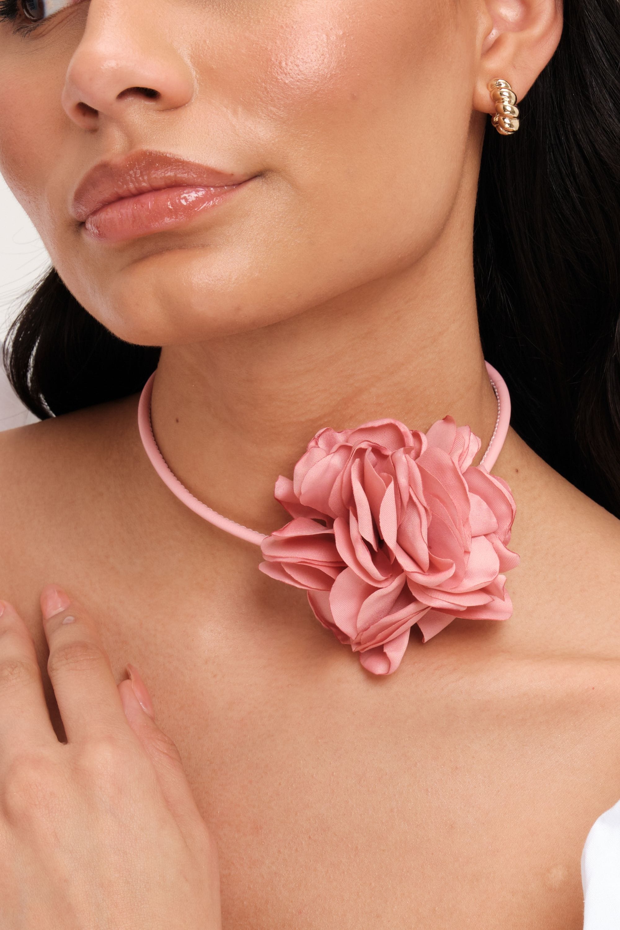 Mood Gold Pink Flower Corsage Necklace image 2