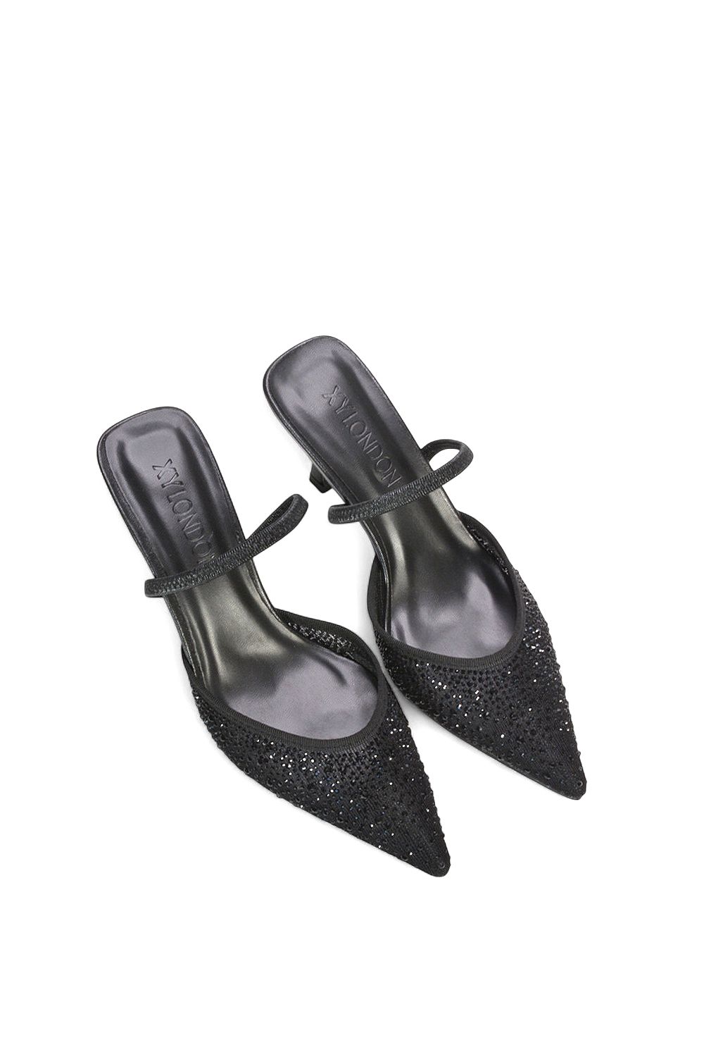 XY London 'Chase' Stiletto Heel Court Shoes With Mesh and  Rhinestones image 6