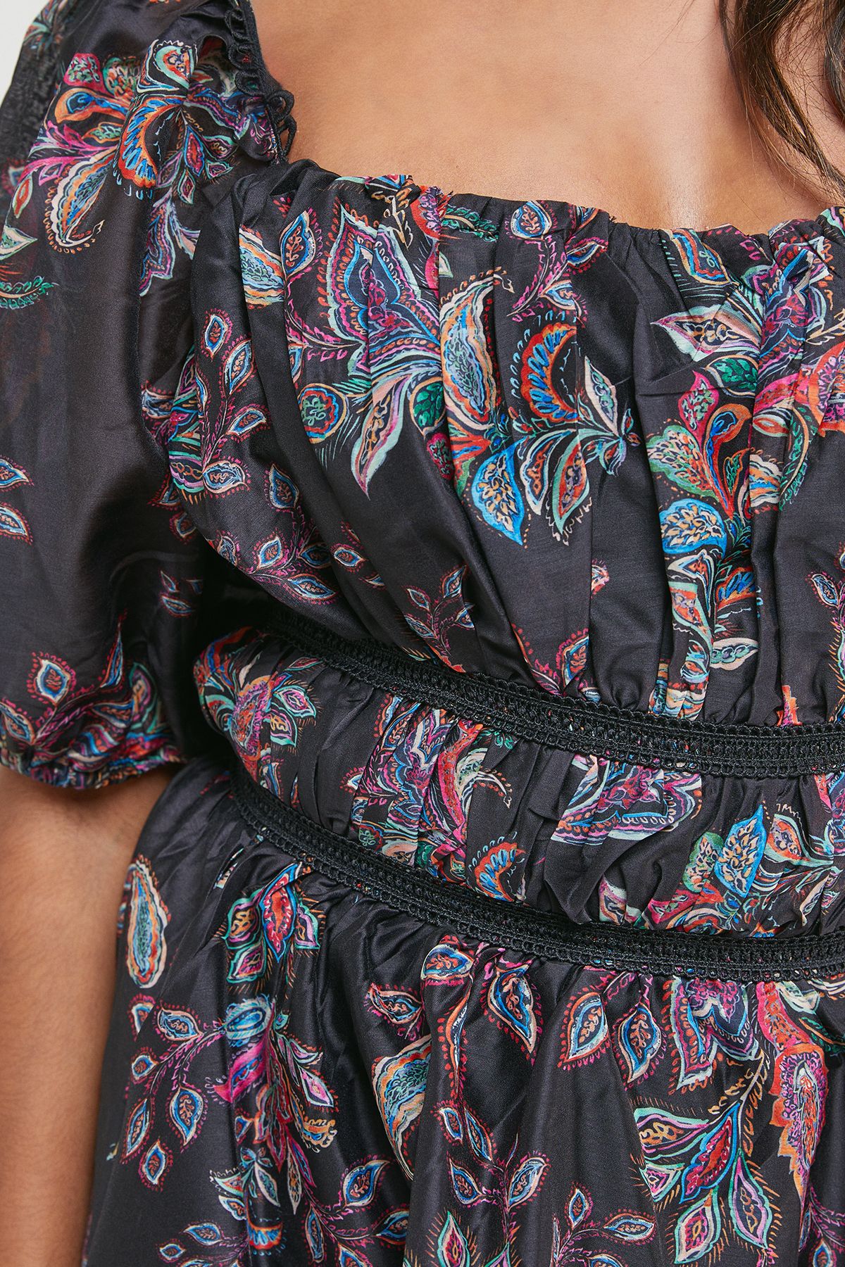 Oasis Puff Sleeve Tiered Midaxi Dress Black image 5