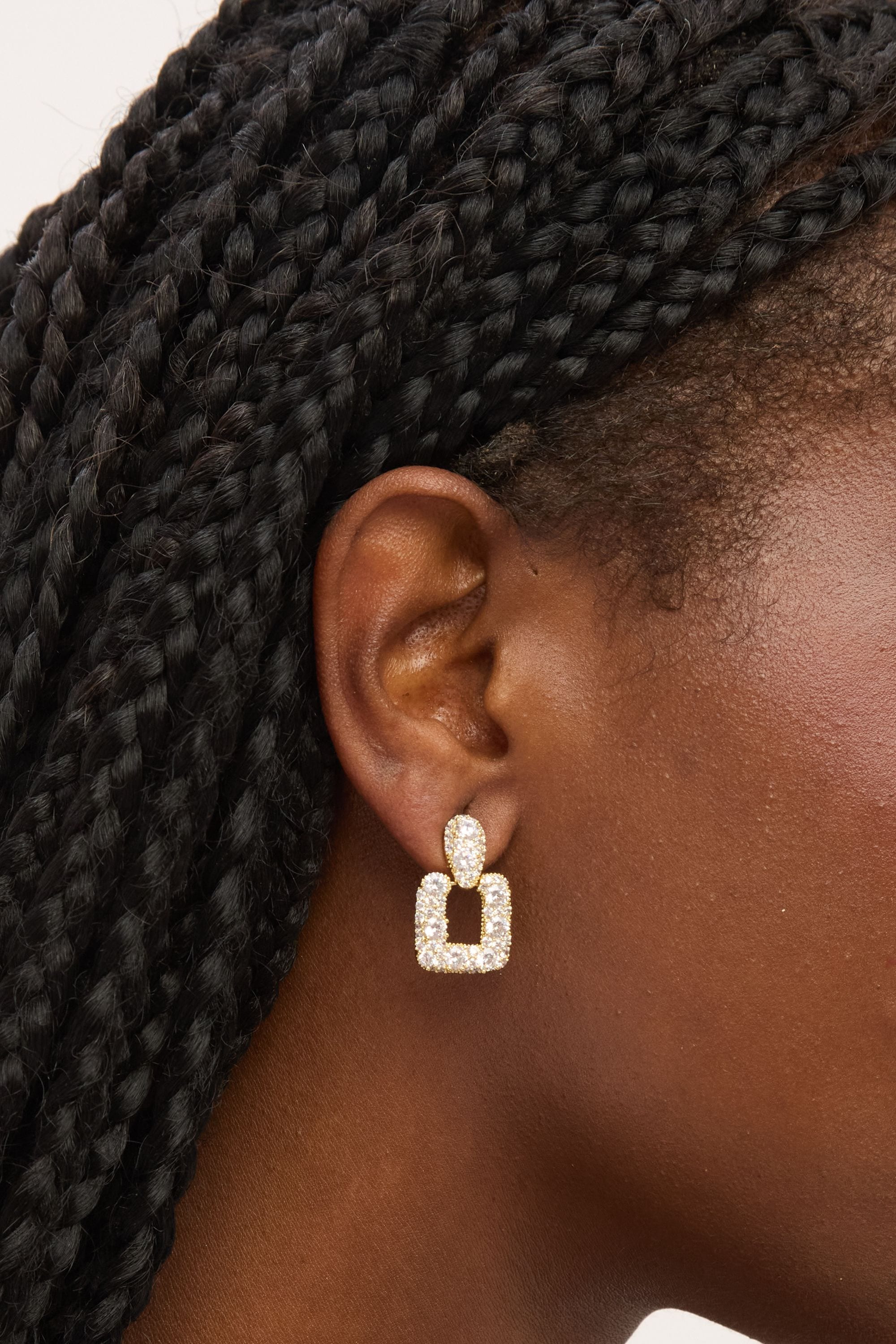 Jon Richard Gold Plated and Pave Door Knocker Drop Earrings image 2