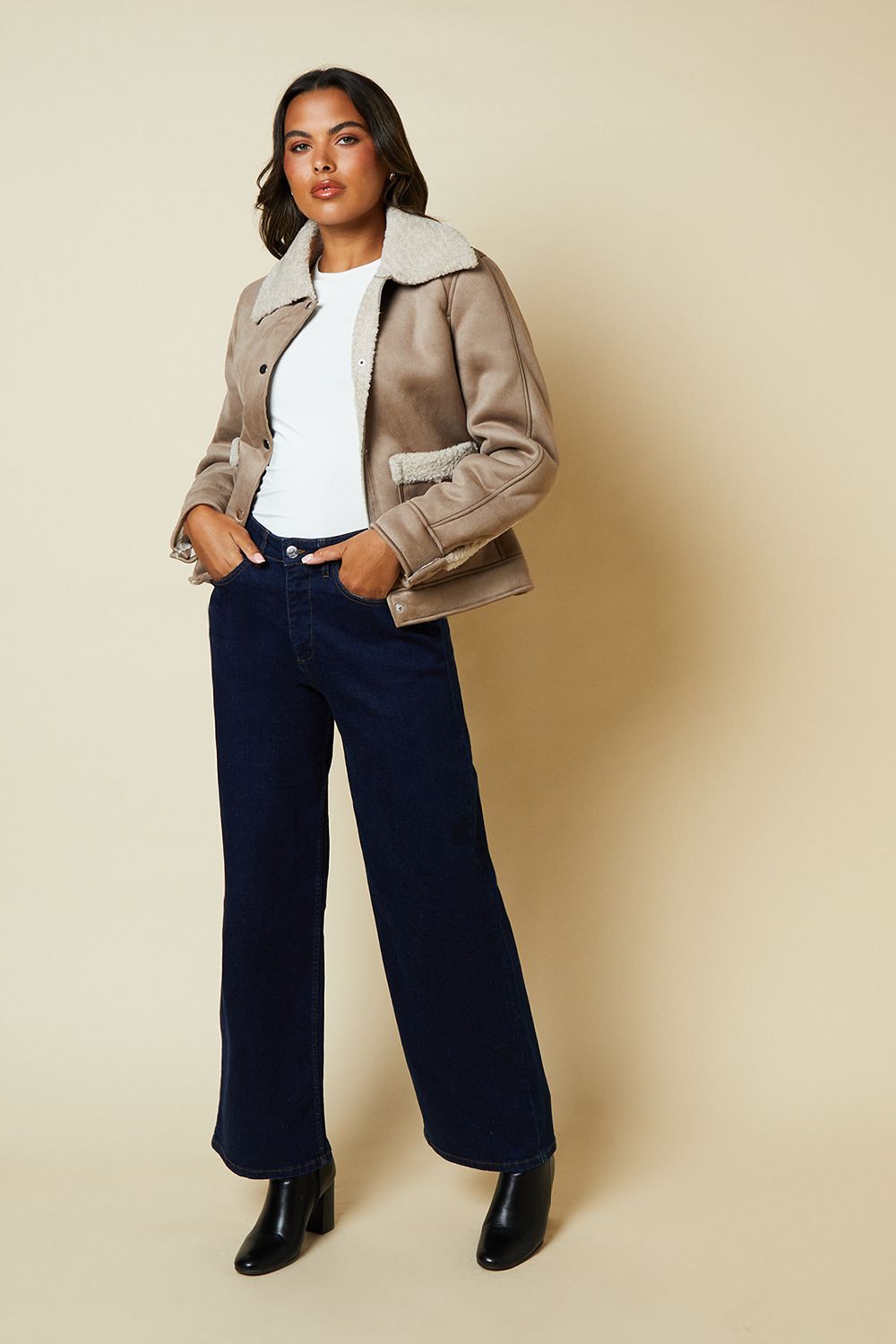 Dorothy Perkins Pocket Aviator Jacket Taupe image 2