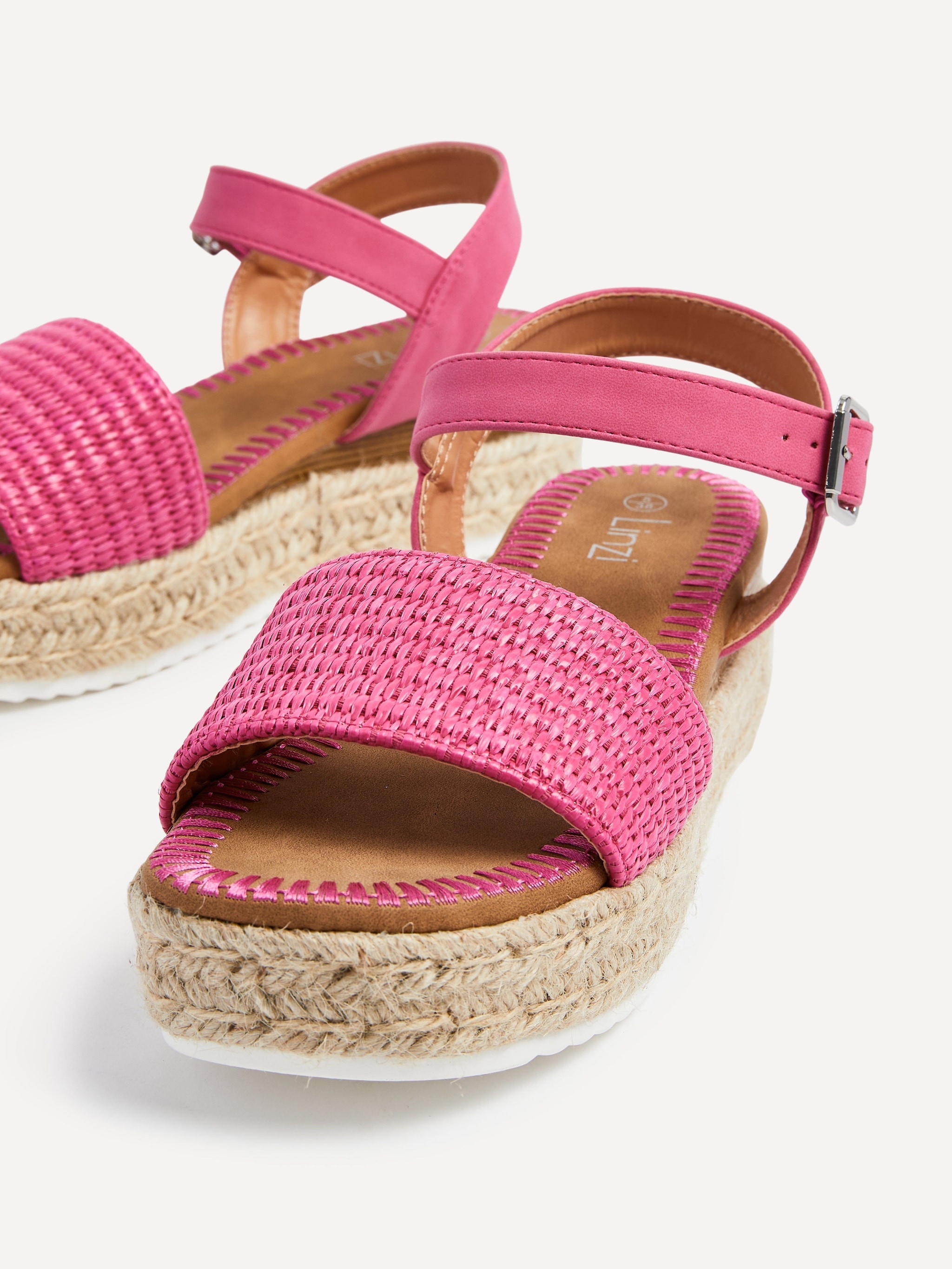 Linzi Panama Fuchsia Raffia Two Part Espadrille Inspired Flatform Sandal image 5