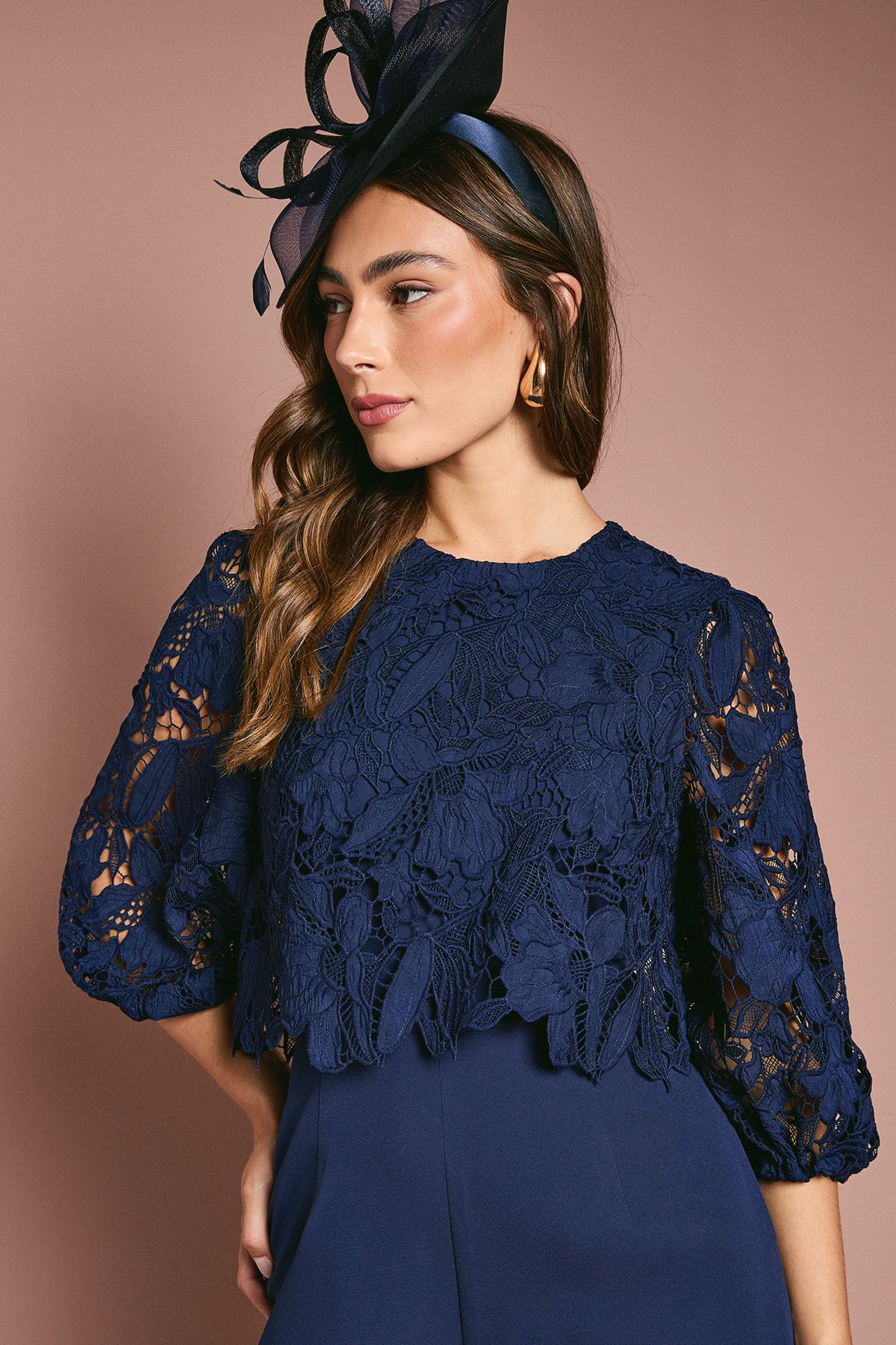 Coast Lace Overlay Wide Leg Jumpsuit Navy image 3