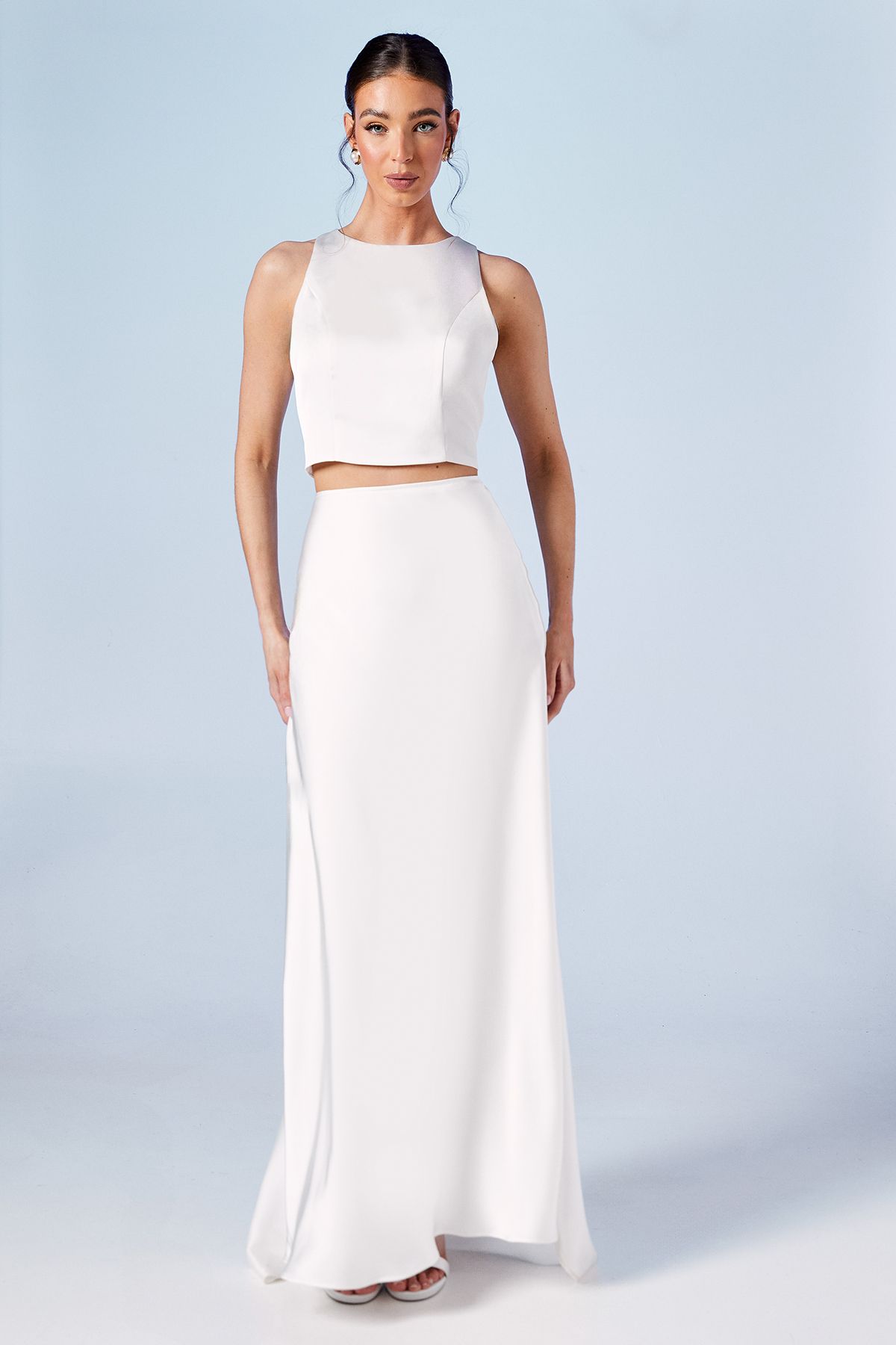 Oasis Satin Bridal Skirt With Puddle Ivory image 2