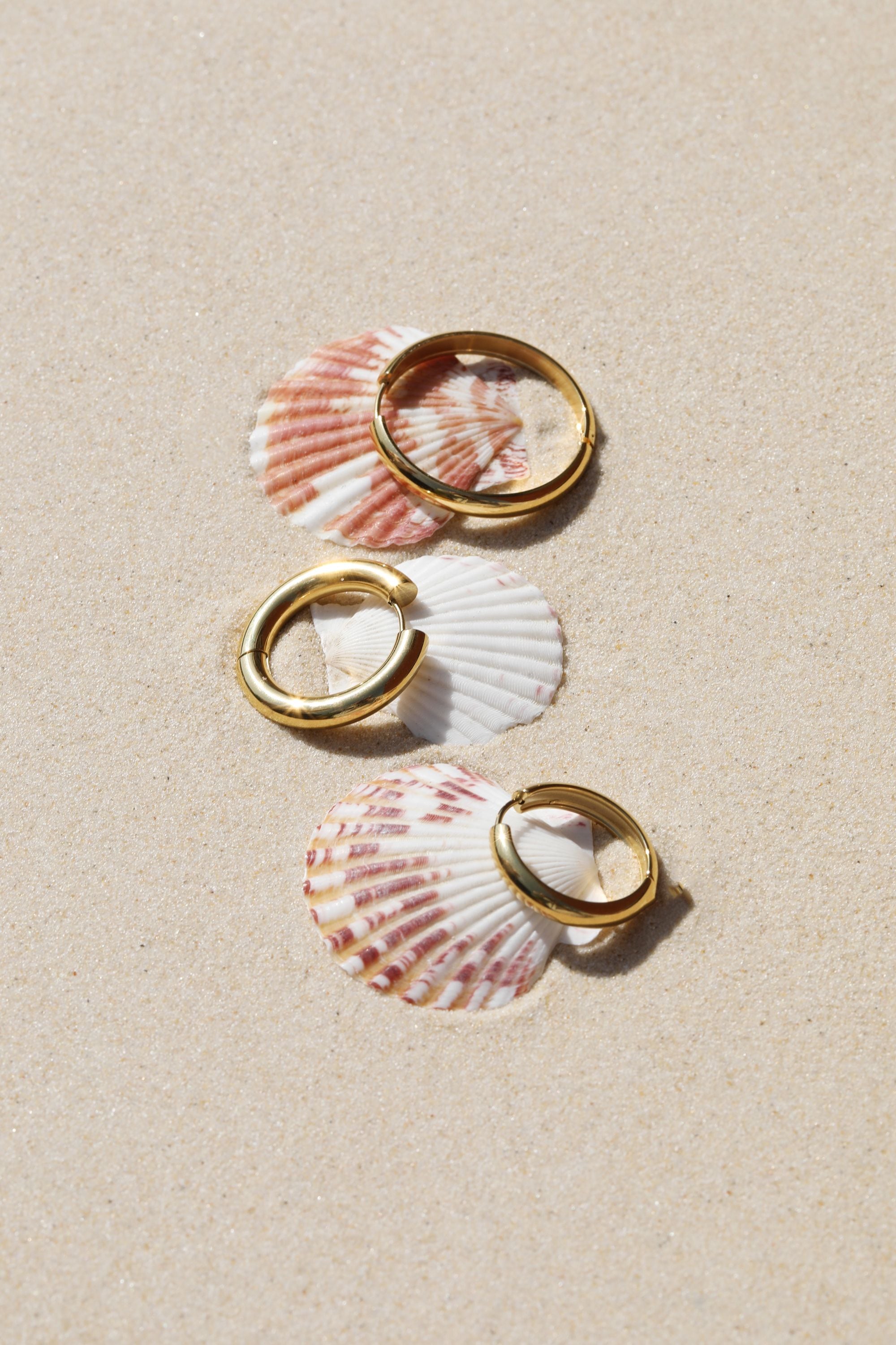 Jon Richard Waterproof Gold Plated Small Flat Surface Hoop Earrings image 3