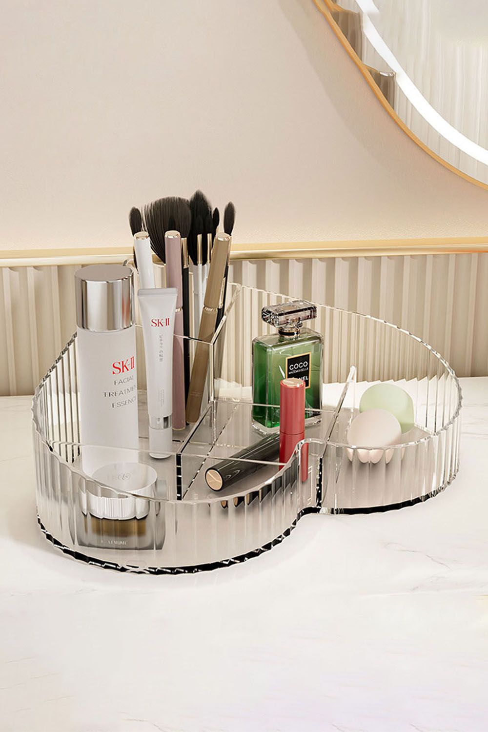 Living and Home Makeup Organizer Storage Box Desktop, Heart-Shaped Makeup Organizer For Home Office Dormitory image 1