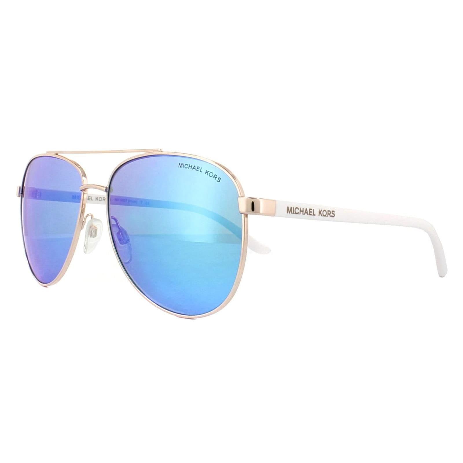 Michael Kors Aviator Rose Gold White Blue Mirror Sunglasses image 2
