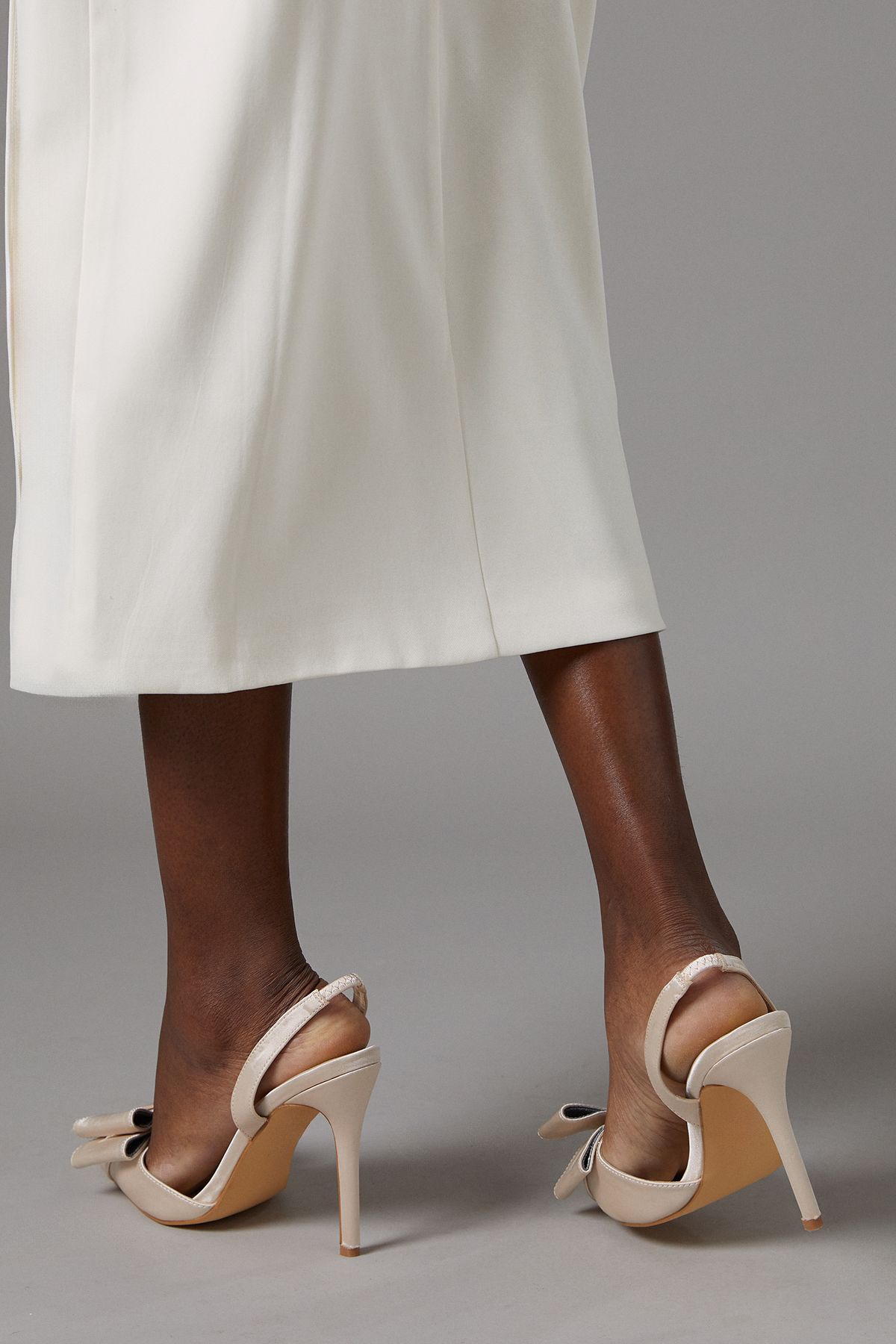 Coast Wide Fit Tamara Satin Bow Sling Back Stiletto Court Shoes Neutral image 2